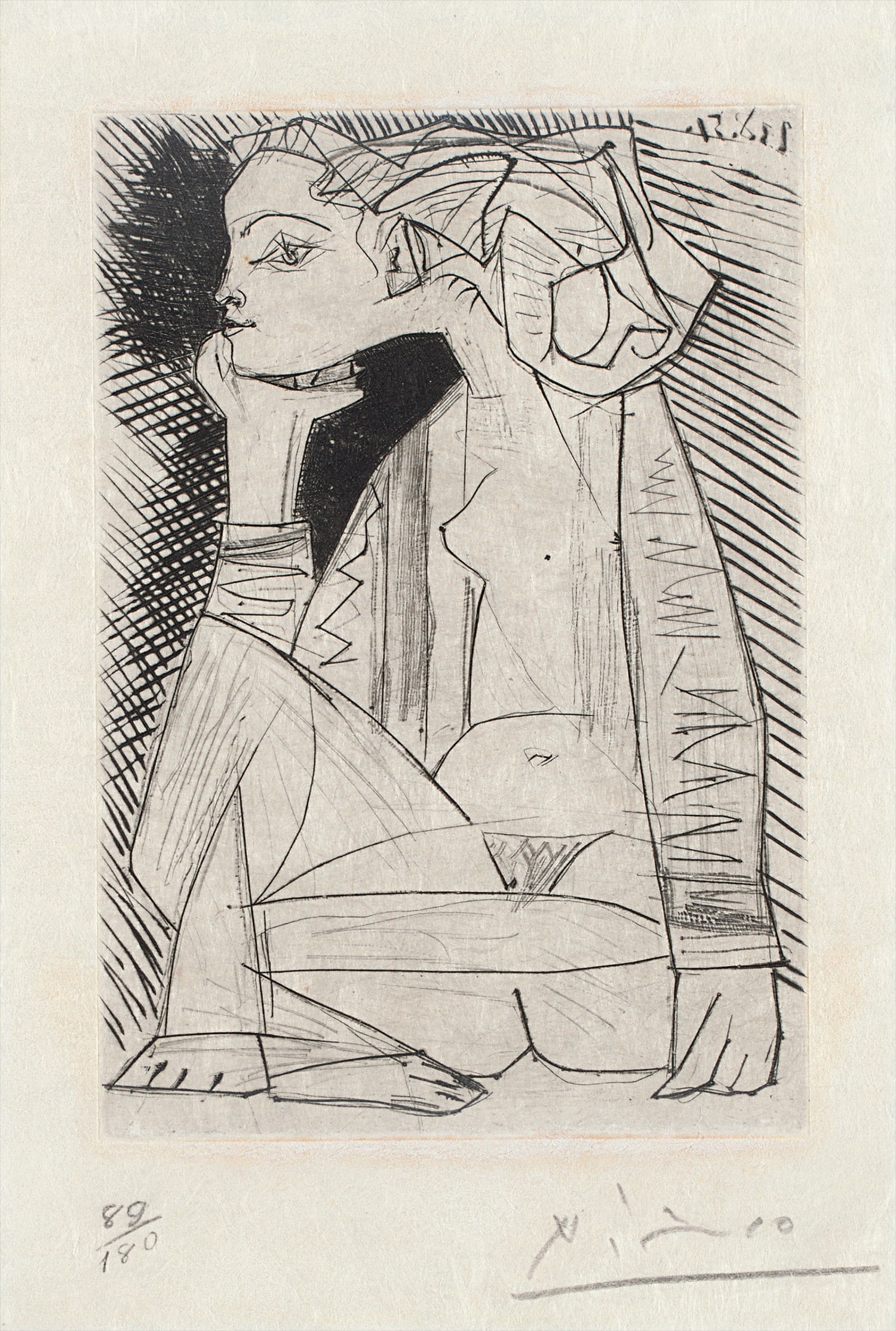Pablo Picasso - Femme assise en tailleur: Geneviève Laporte (Seated Woman in a Suit: Geneviève Laporte)
