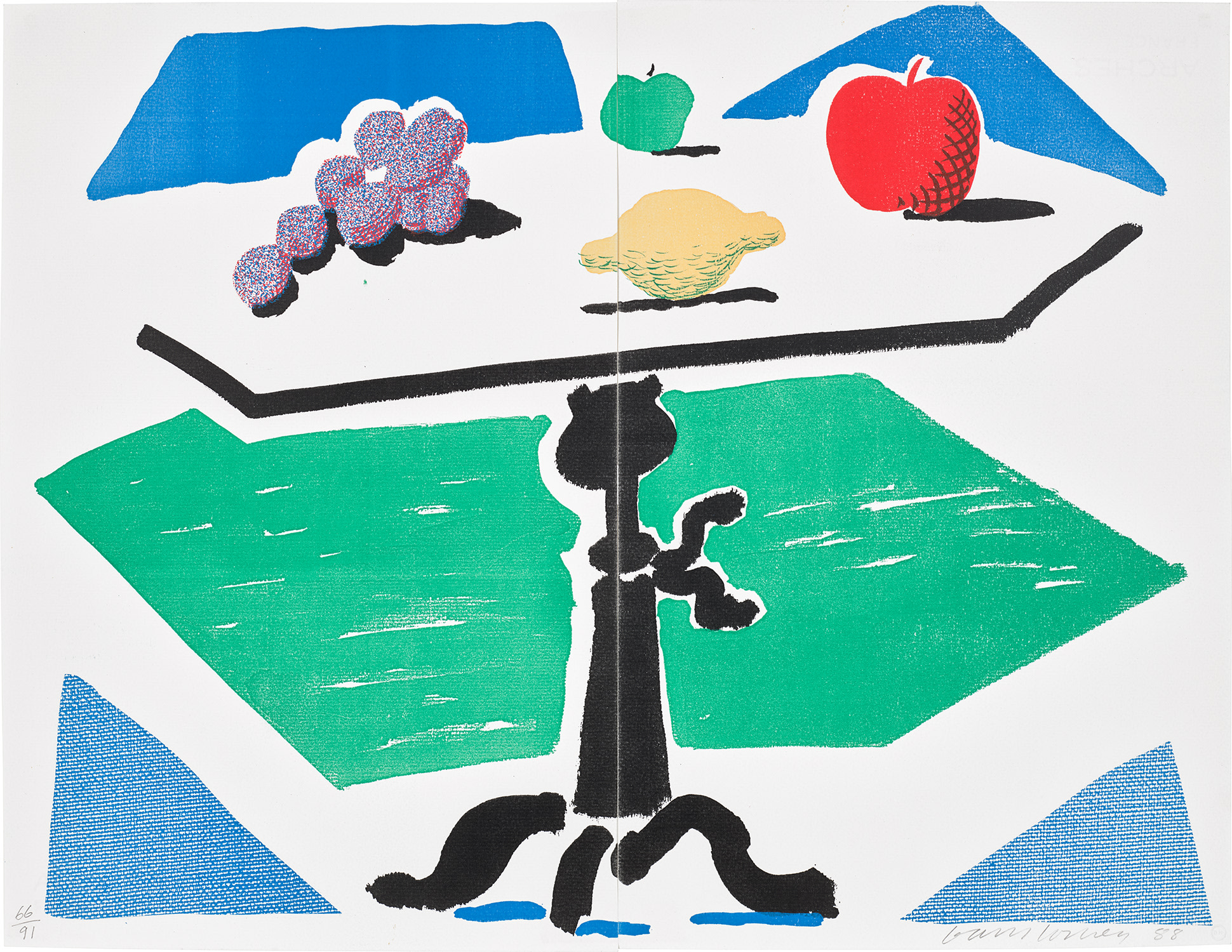 David Hockney - Apples, Grapes and Lemon on a Table, from Brooklyn Academy of Music Portfolio II