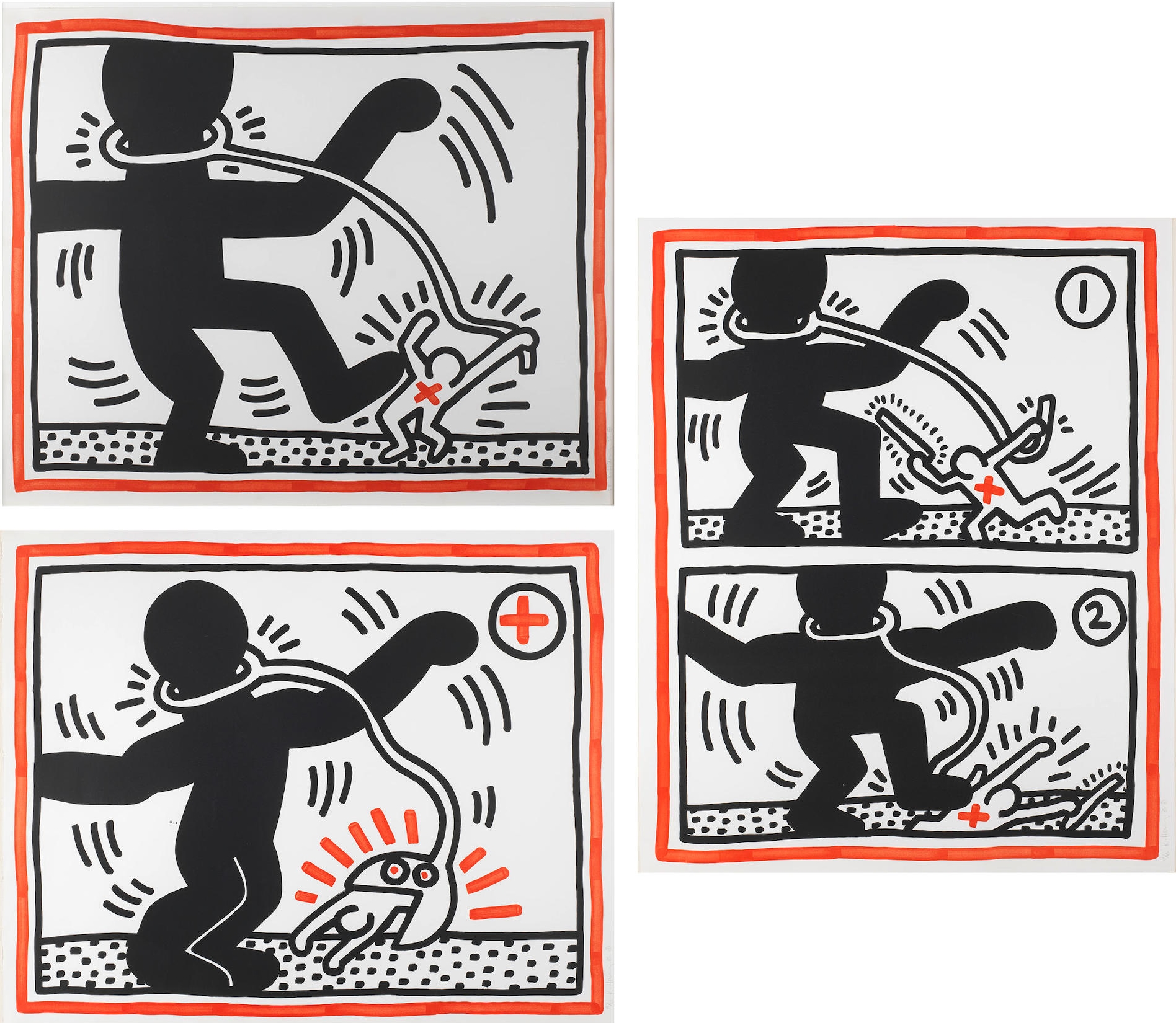 Keith Haring - Free South Africa (Untitled 1-3: The complete Suite) (Littmann pp.42-43)