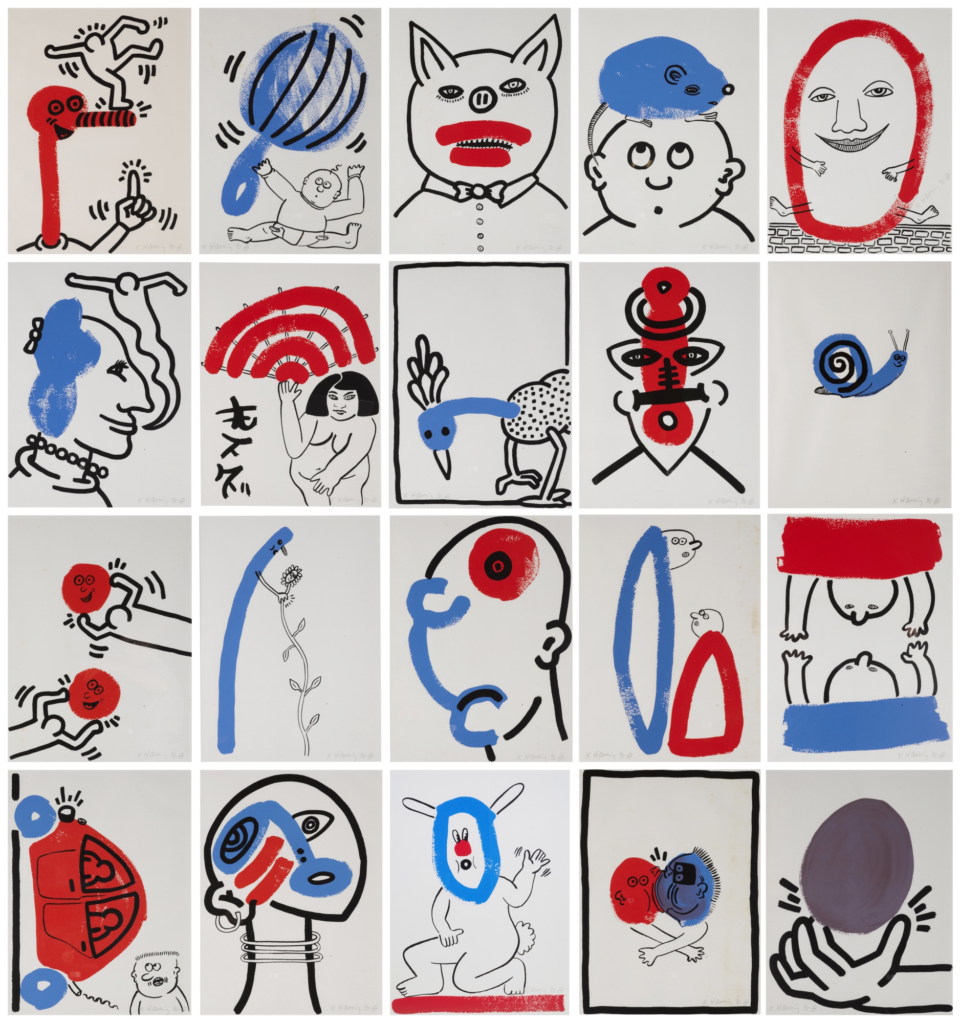 Keith Haring - The Story of Red and Blue, 1-20 (see Lippmann pp. 128-133)