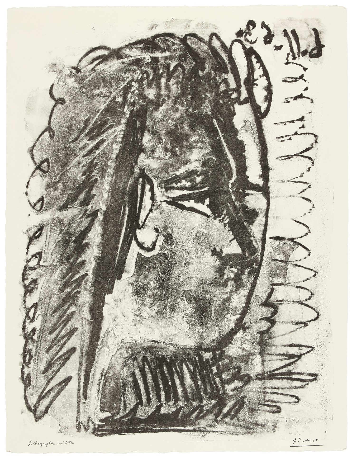 Pablo Picasso - Profil de femme regardant à droite (Mourlot 391)