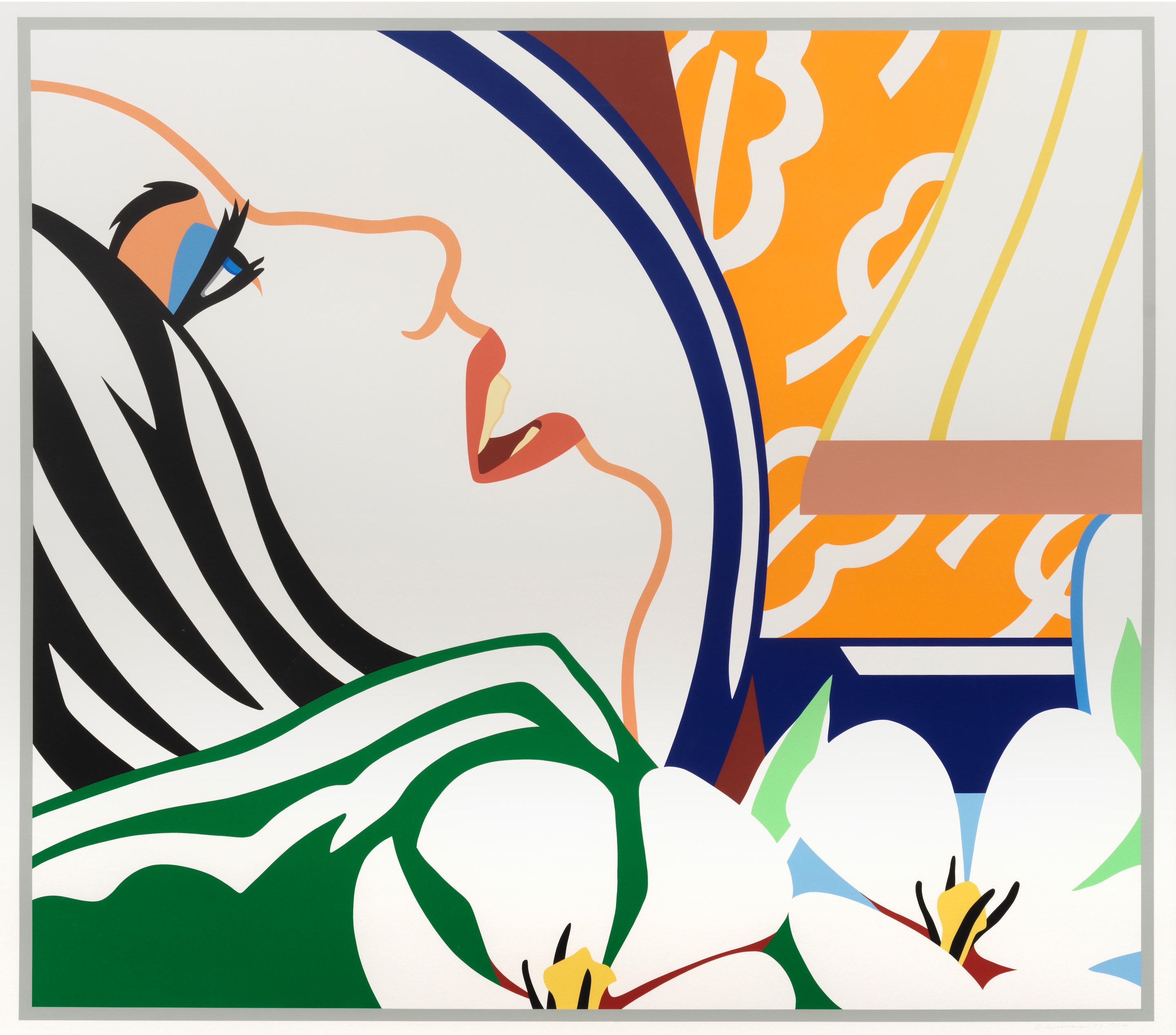 Tom Wesselmann - Bedroom Face with Orange Wallpaper