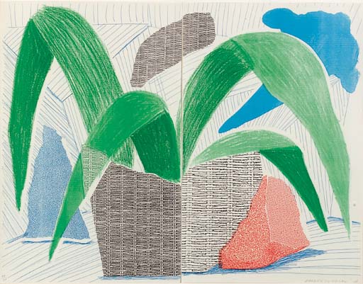 David Hockney - Green Grey and Blue Plant