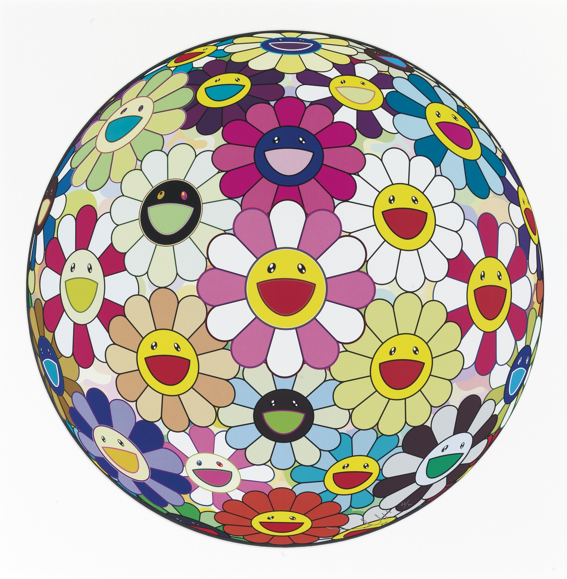 Takashi Murakami - Flower Ball Pink; Flower Ball (3-D) Sunflower; With Reverence, I Lay Myself Before You-Korin-Chrysanthe...