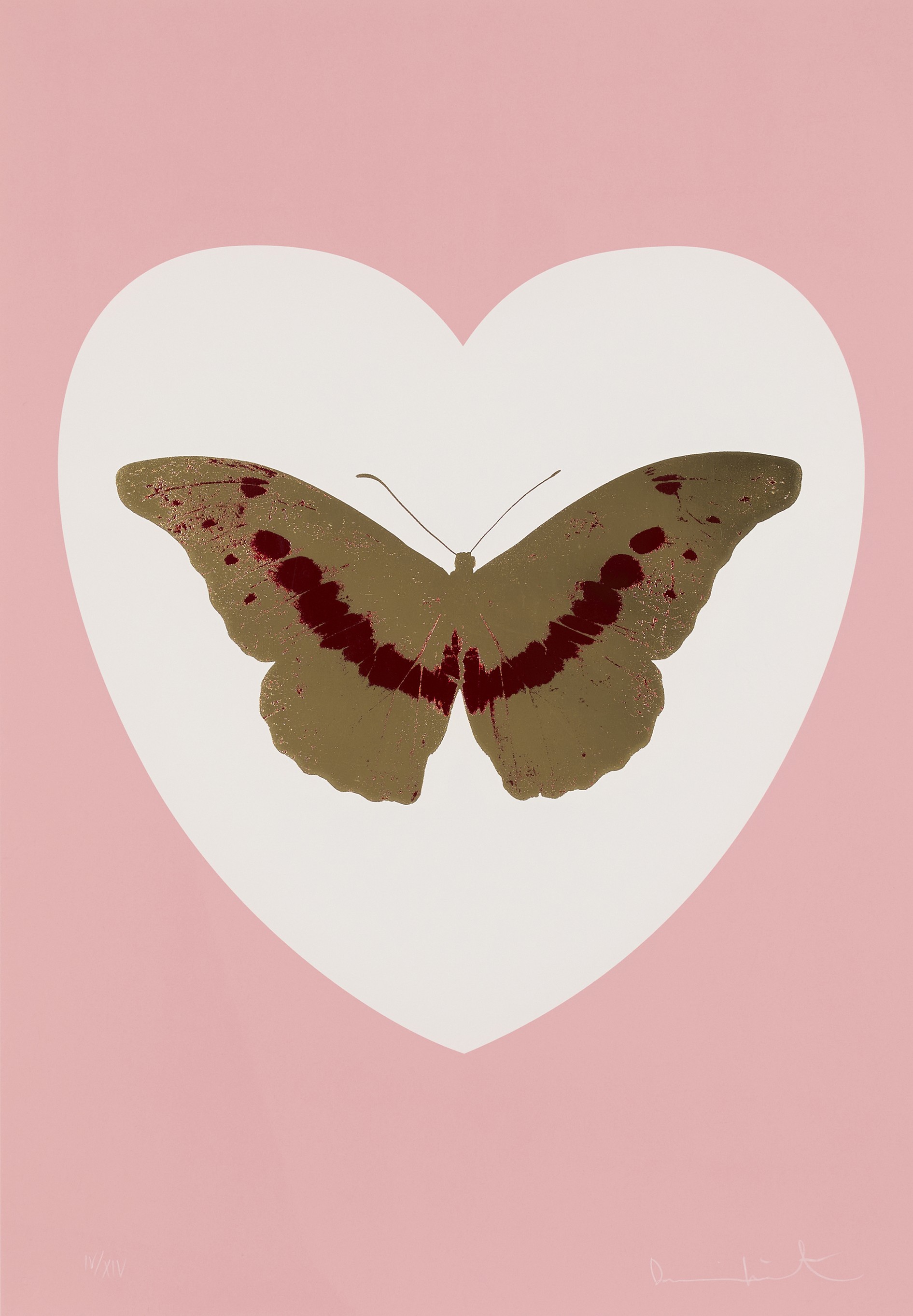 Damien Hirst - I Love You (Pink/Gold)