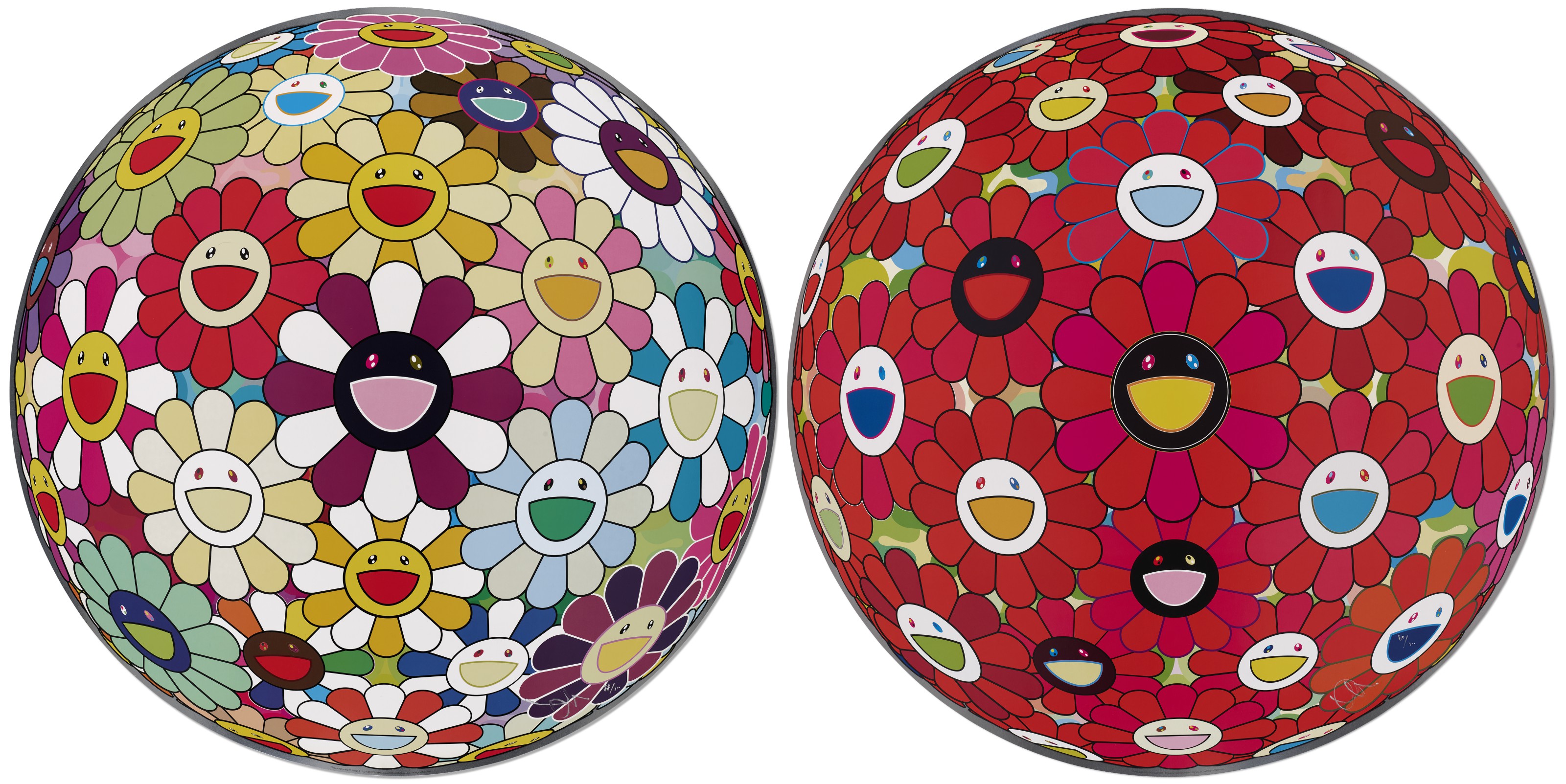 Takashi Murakami - Flowerball (3D) - Red Ball & Flowerball sexual Violet No.1 (3D)