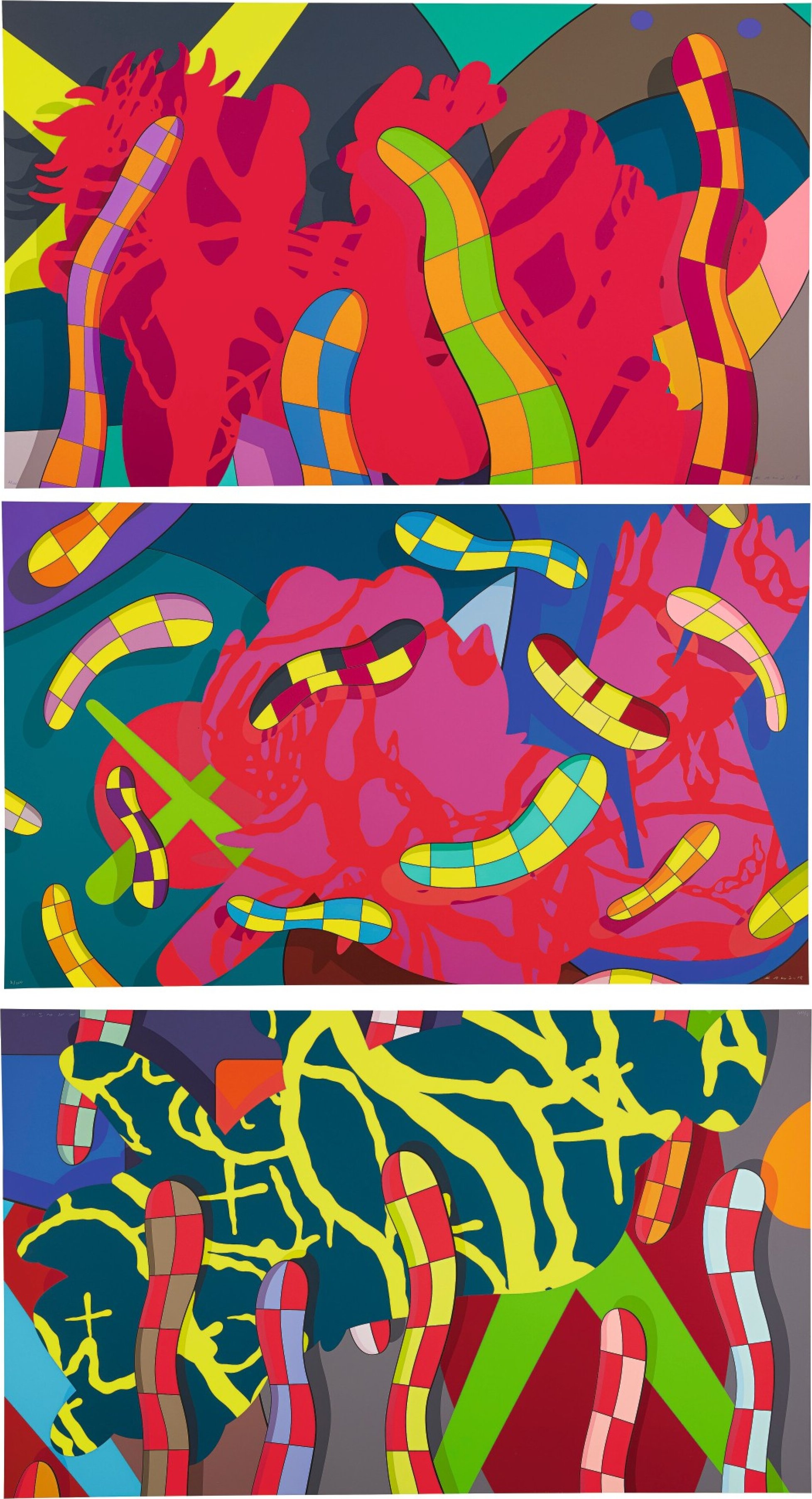 KAWS - LOST TIME; ALONE AGAIN; AND FAR FAR DOWN