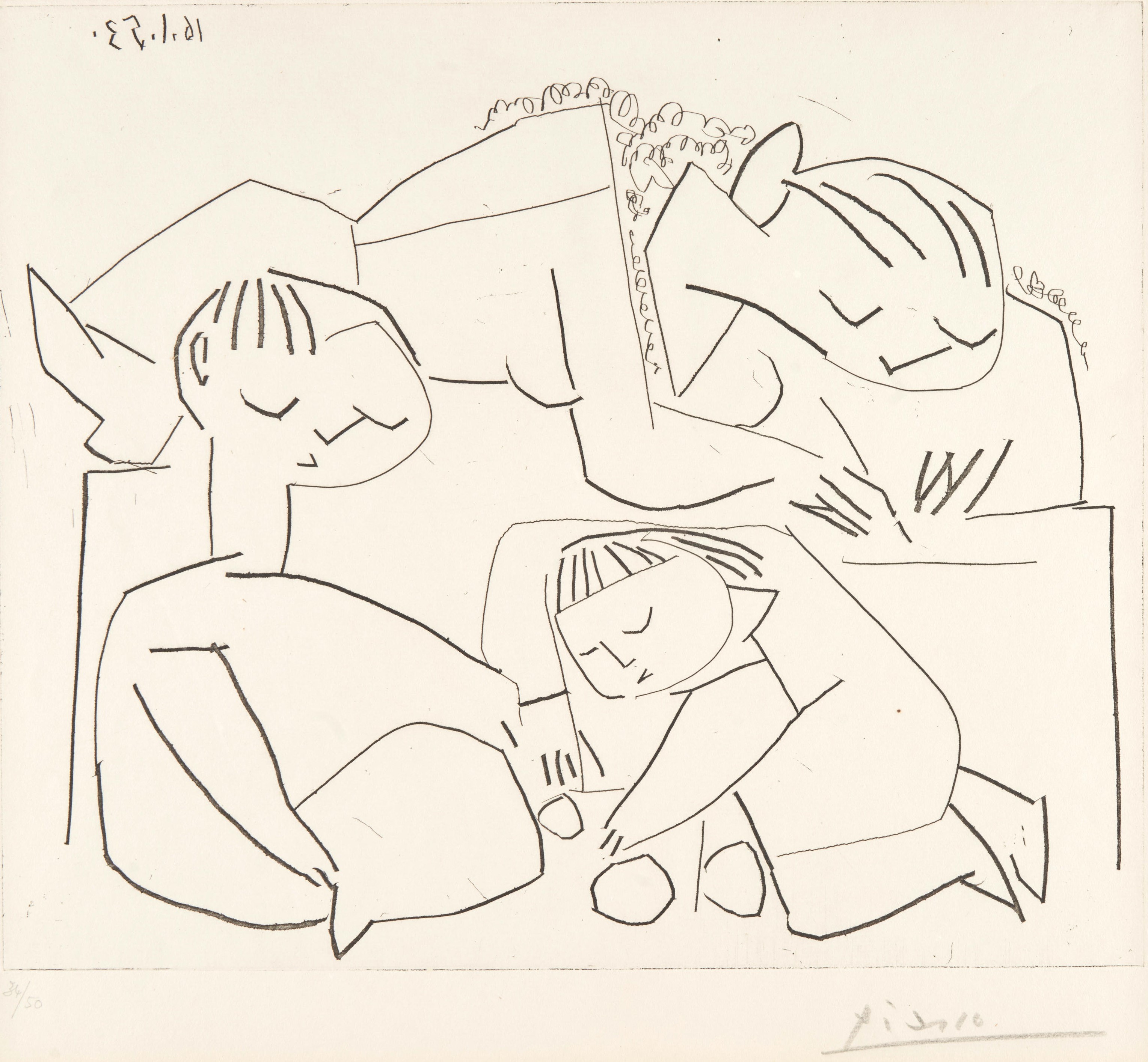 Pablo Picasso - Françoise, Claude, Paloma La Lecture et les jeux. III