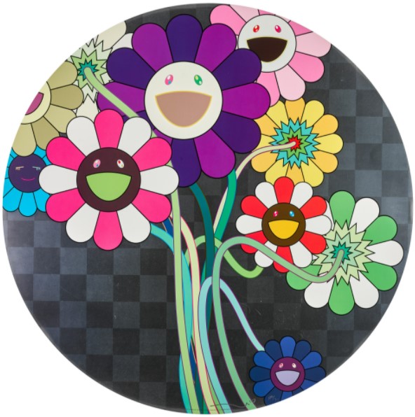 Takashi Murakami - Purple flowers in a bouquet