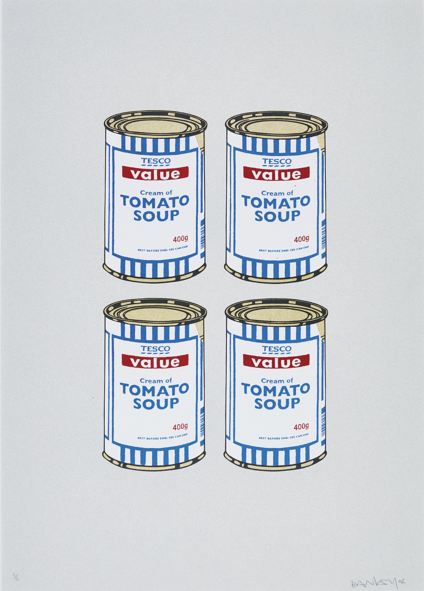 Banksy - Soup Cans - Gold on Grey