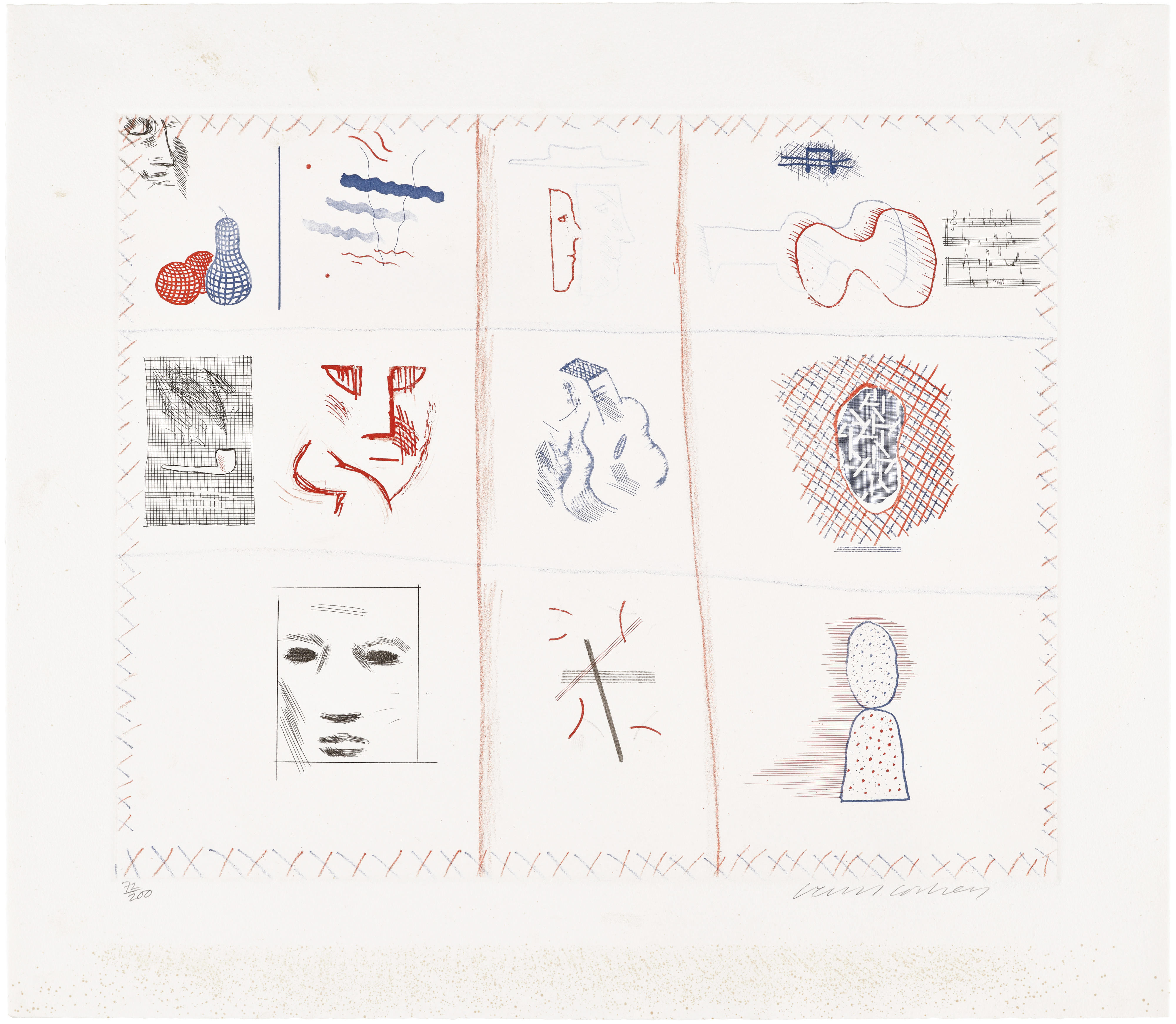David Hockney - Franco-American Mail, plate 5 from The Blue Guitar (S.A.C. 203, M.C.A.T. 182)