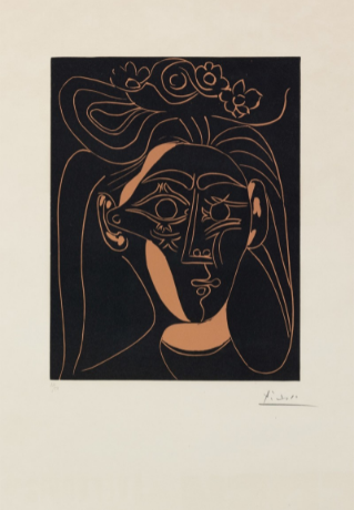 Pablo Picasso - Jacqueline au chapeau a fleurs I (B. 1076; Ba. 1304; PP. L-124)