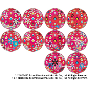 Takashi Murakami - Works: 1. Flowerball (3D) - Turn Red!/2. Flowerball (3D) - Papyrus/3. Flowerball (3D) - Red, Pink, Blue...