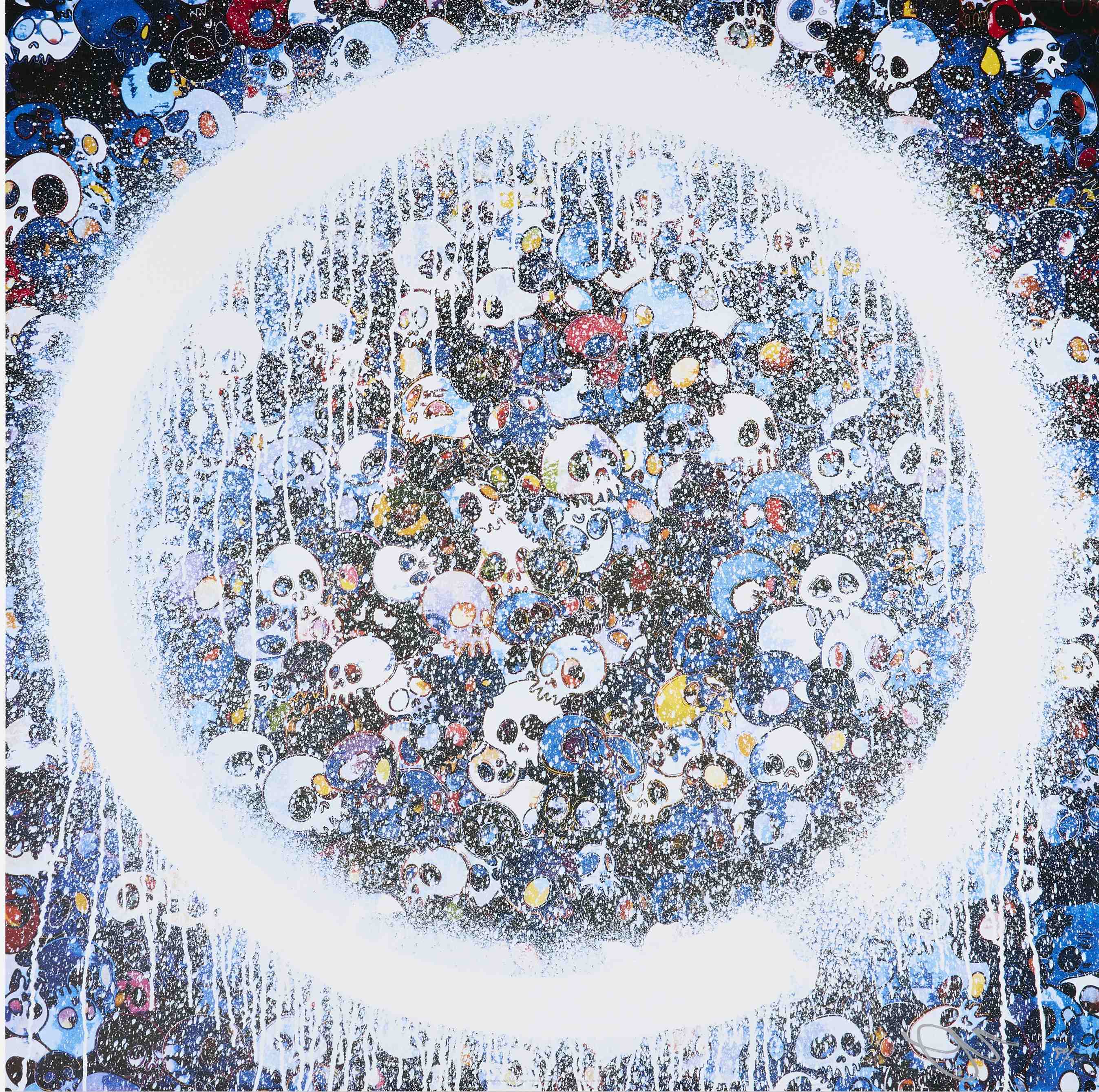 Takashi Murakami - Ensō: Memento Mori Red on Blue