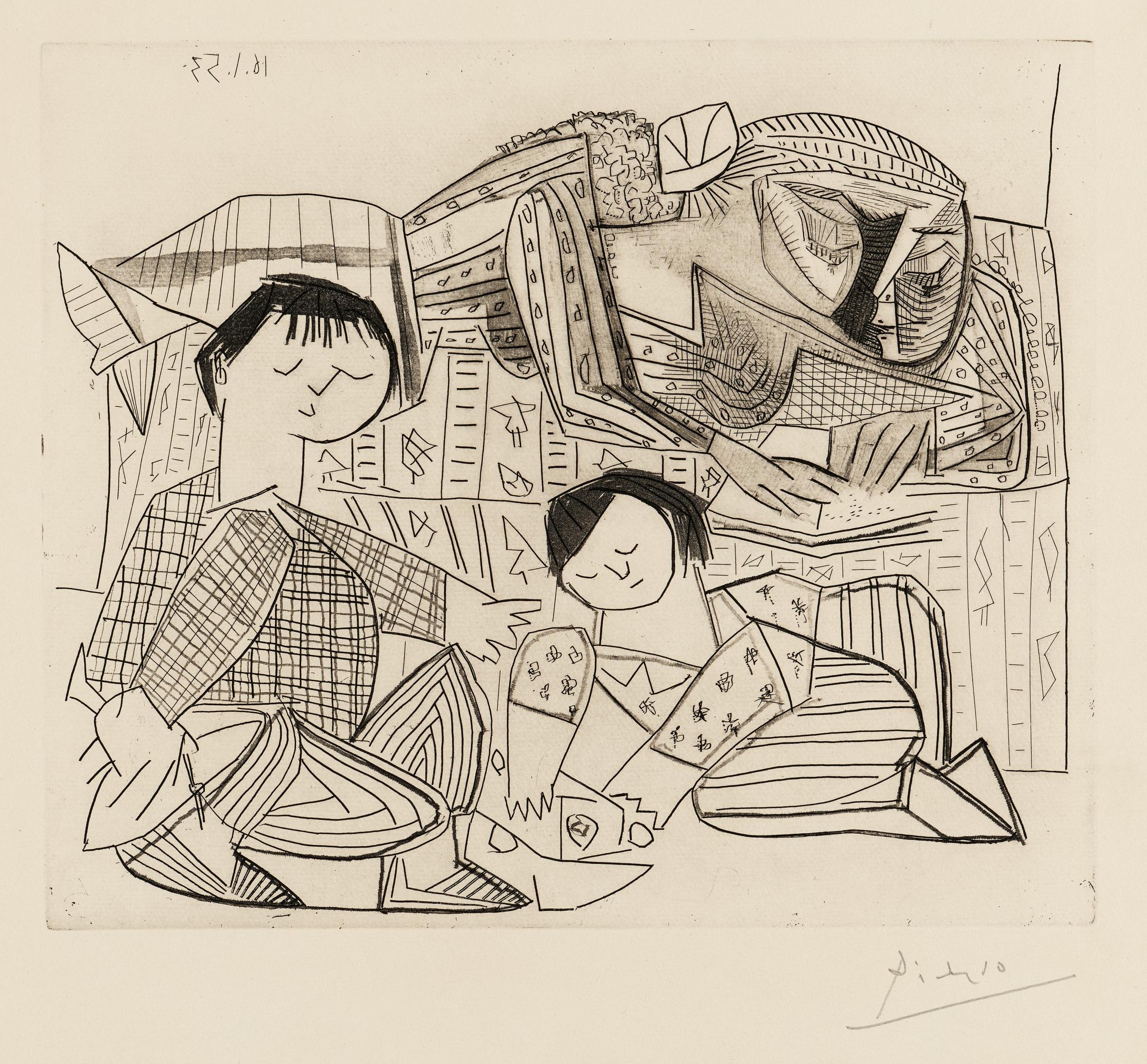 Pablo Picasso - Francoise, Claude, Paloma: La Lecture et les Jeuxs.II