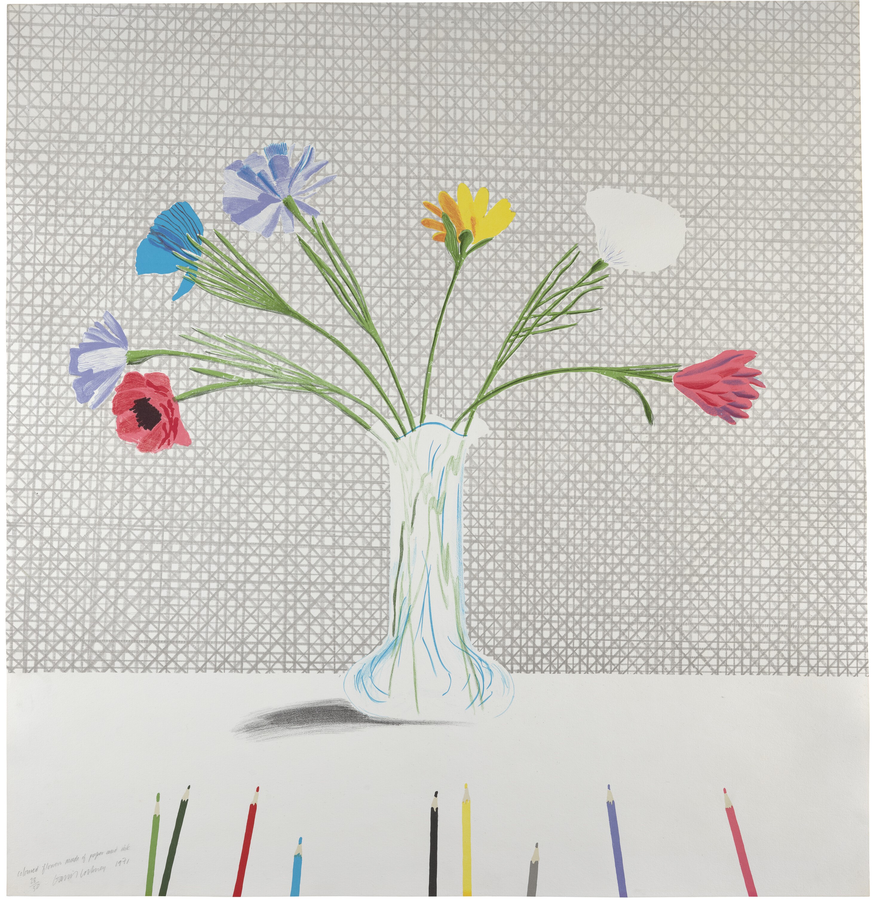 David Hockney - Coloured Flowers Made of Paper and Ink