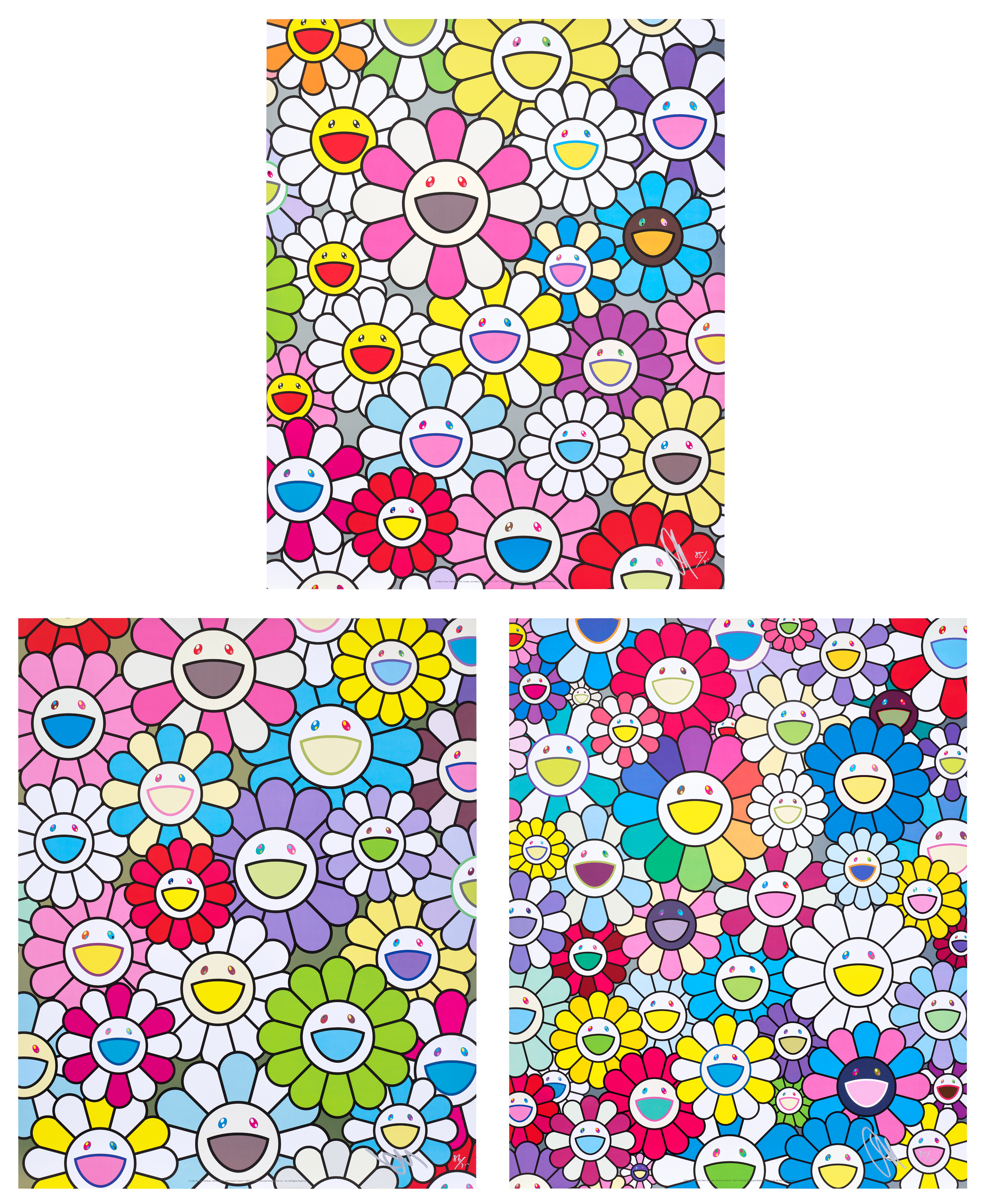 Takashi Murakami - A Little Flower Painting: Pink, Purple and Many Other Colors; A Little Flower Painting: Yellow, White a...