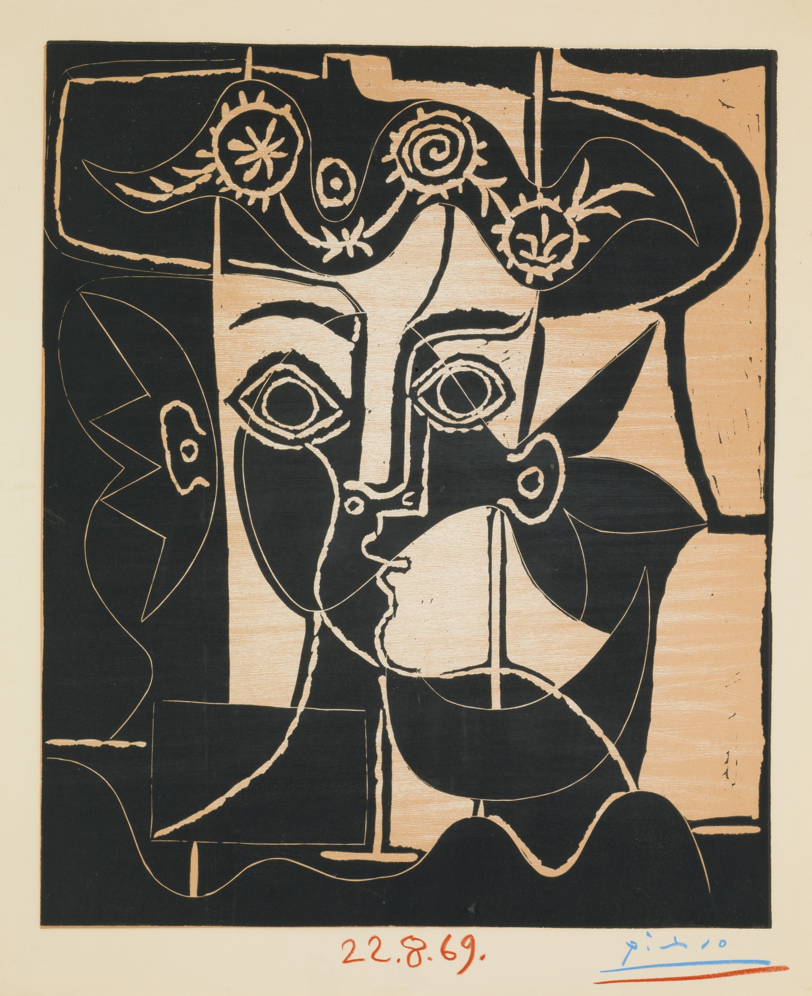Pablo Picasso - Grand tête de femme au chapeau orné