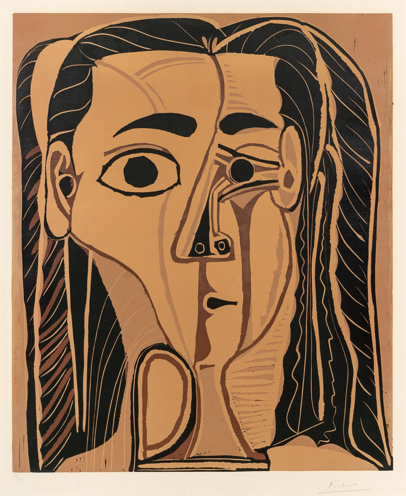 Pablo Picasso - Jacqueline au Bandeau de Face (Grand Tête de Femme)
