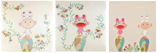 Takashi Murakami - Kaikai with Moss; Kiki with Moss and Red Rope