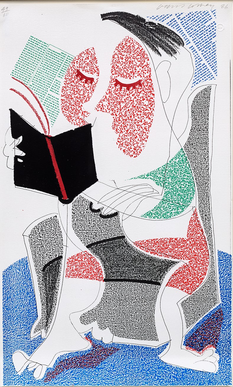 David Hockney - Man Reading Stendhal, July 1986 (M.C.A.T. 302)