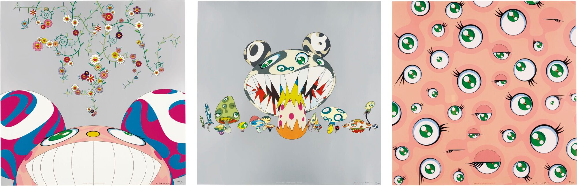 Takashi Murakami - DOB flower, Here Comes Media, Jelly fish eyes