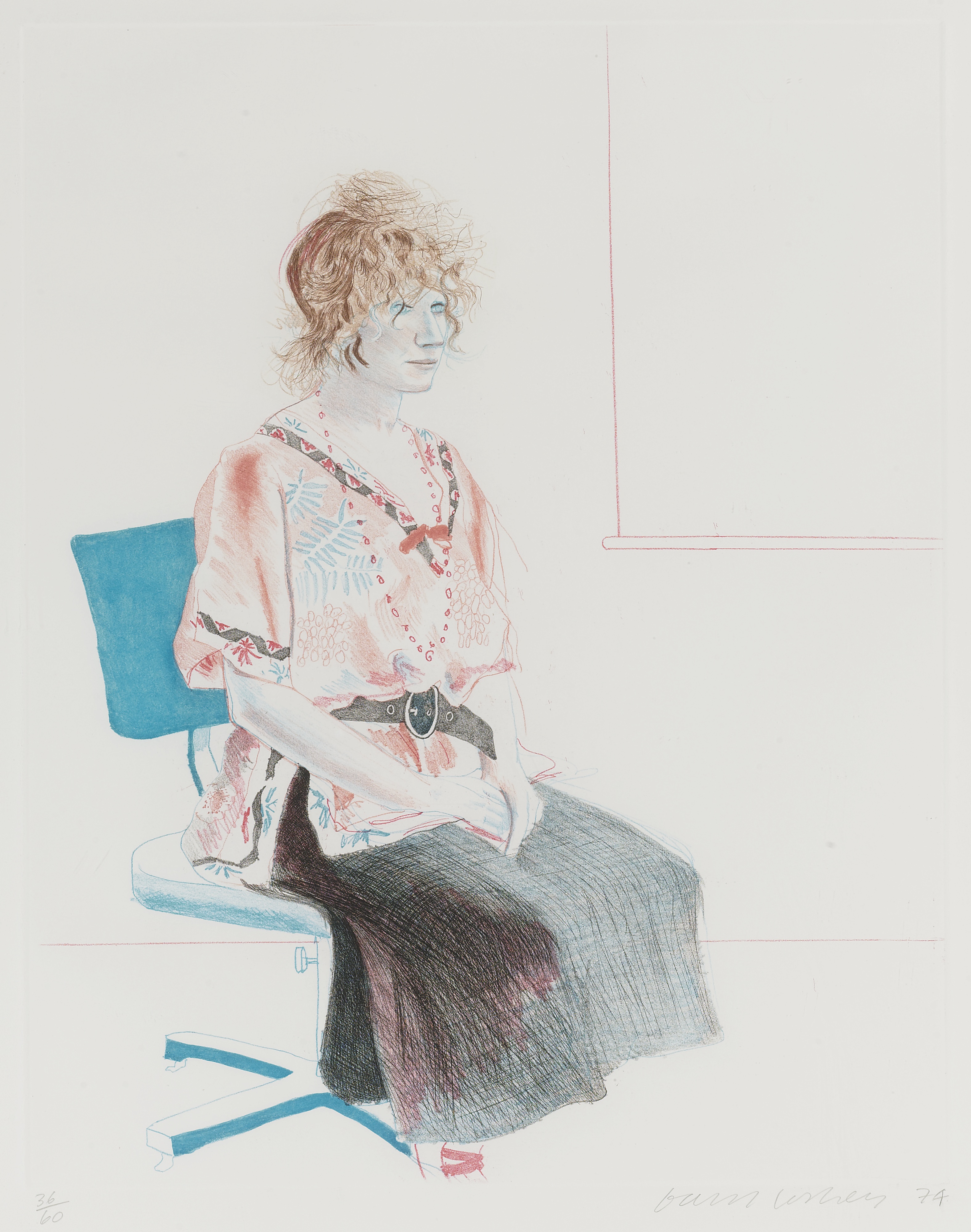 David Hockney - Celia Seated in an Office Chair