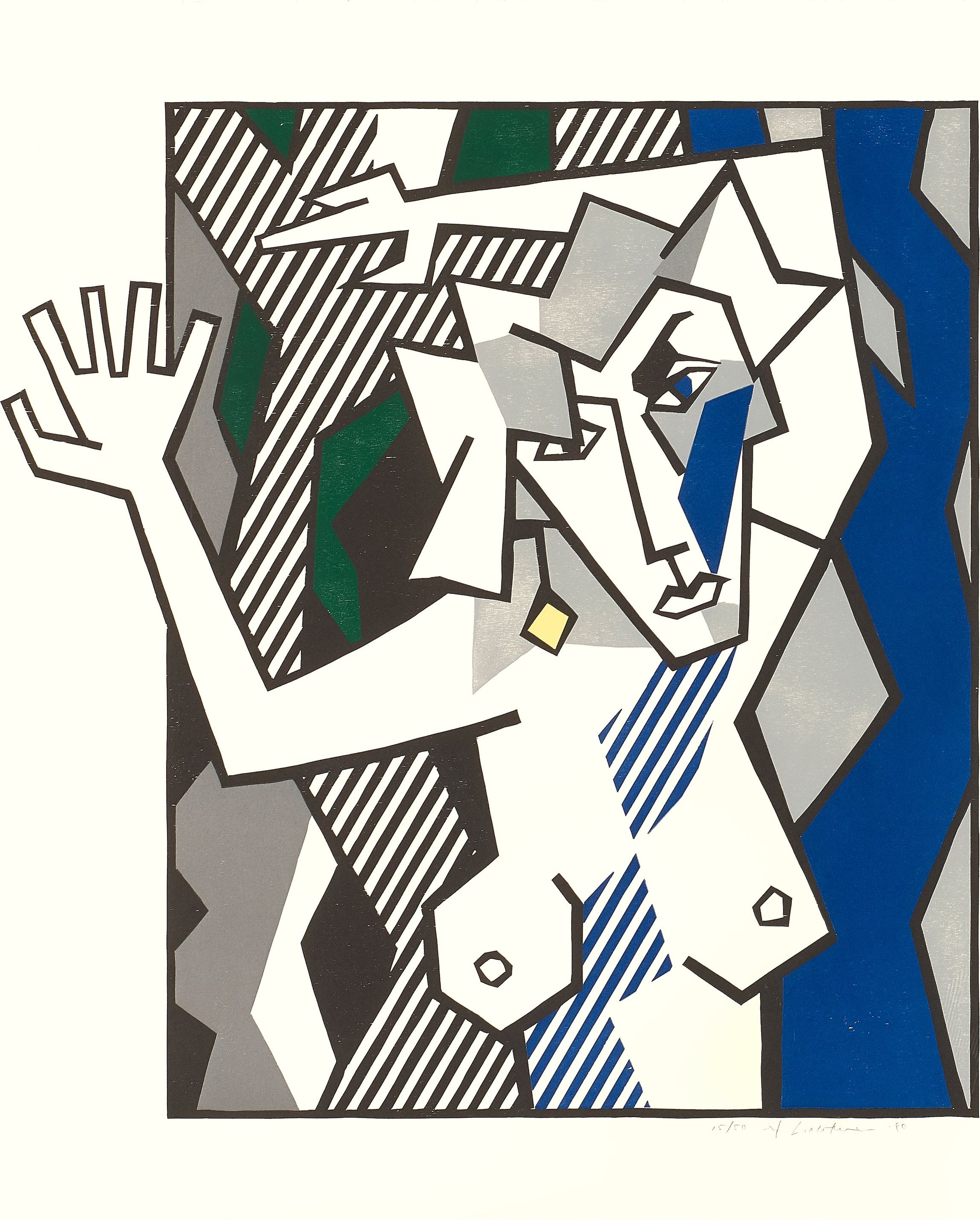 Roy Lichtenstein - Nude in the Woods, from Expressionist Woodcut Series
