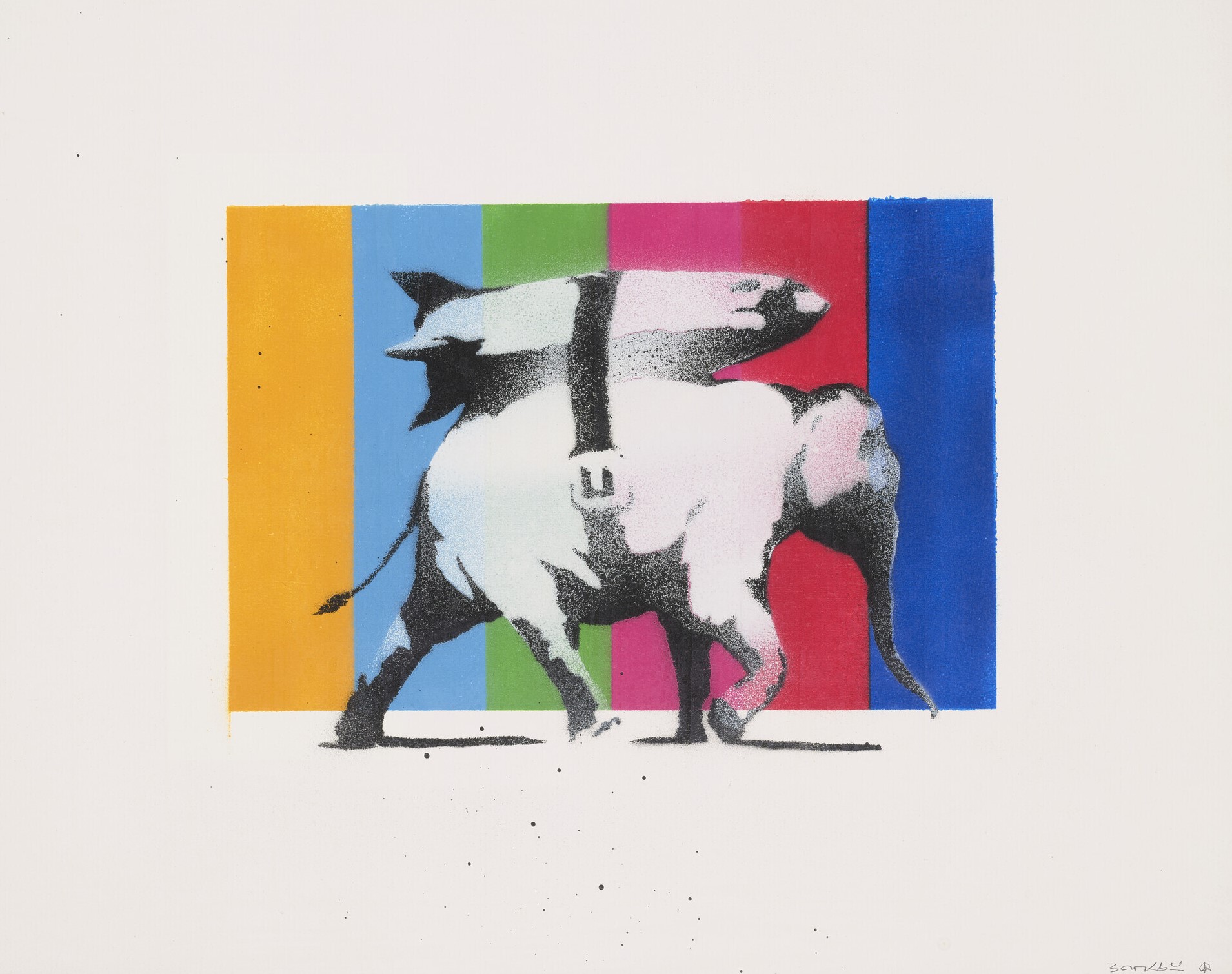 Banksy - Heavy Weaponry (On Multi-Coloured Background)