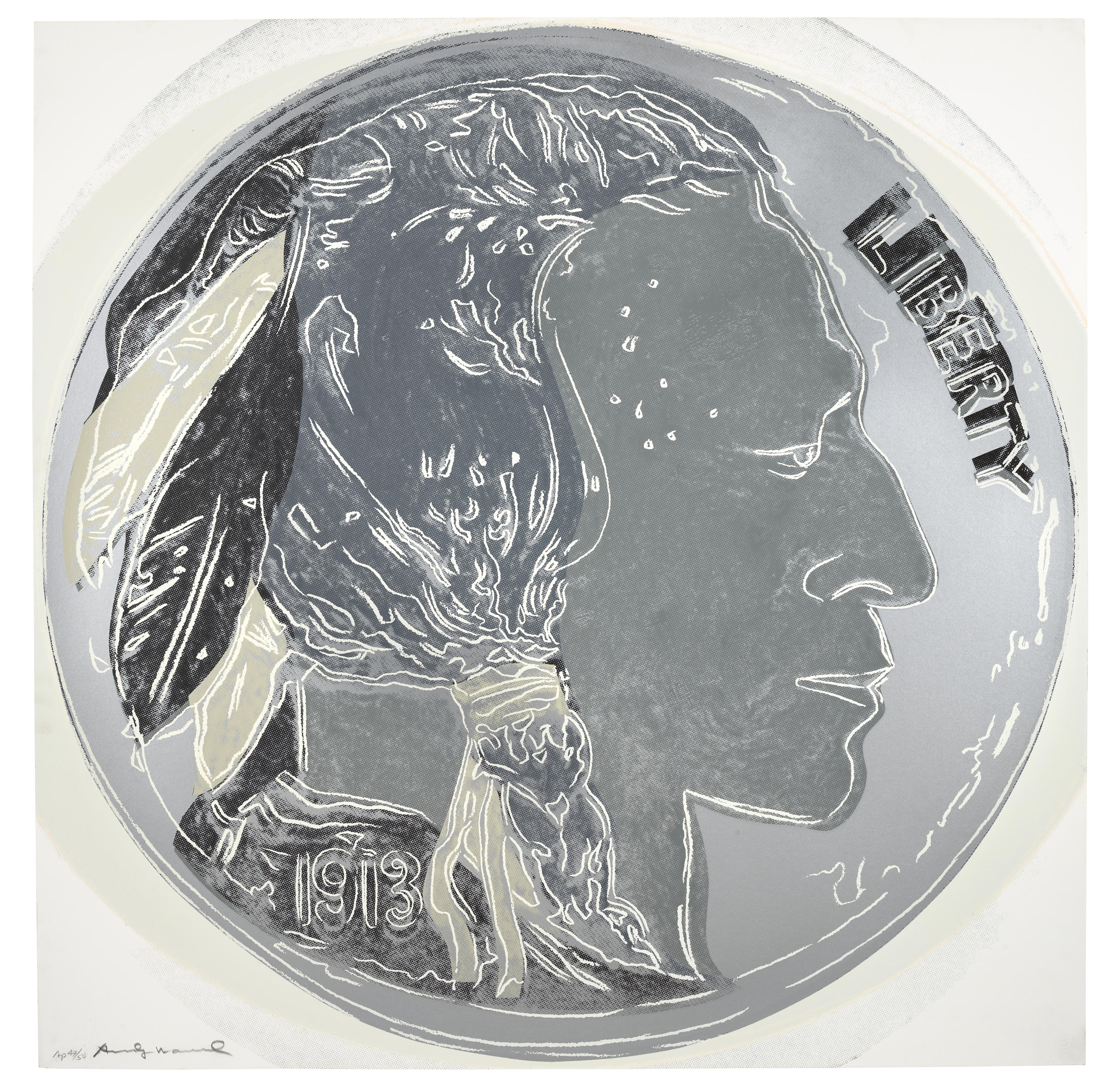 Andy Warhol - Indian Head Nickel, from Cowboys & Indians (Feldman & Schellmann II.385)