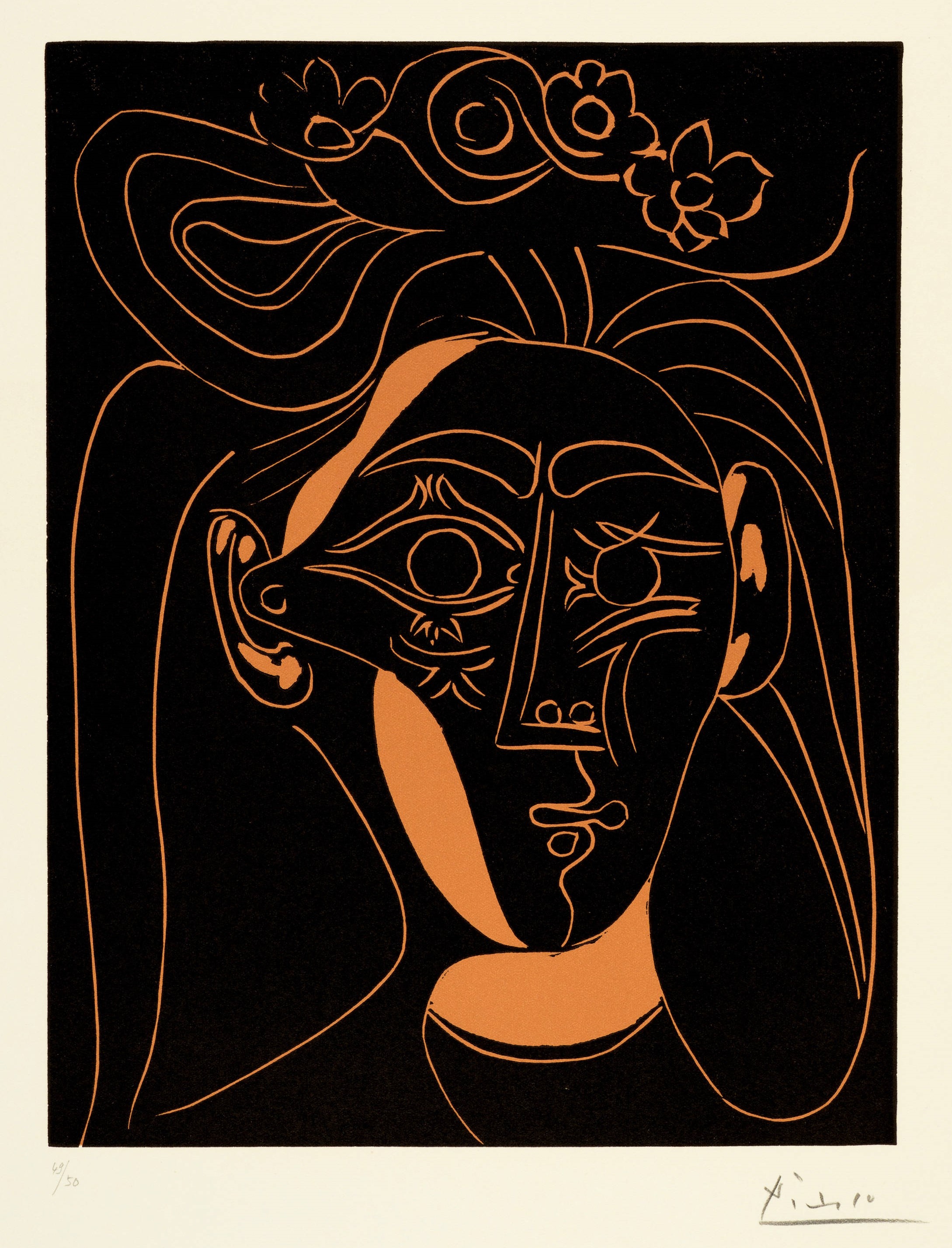 Pablo Picasso - Jacqueline au chapeau à fleurs. I