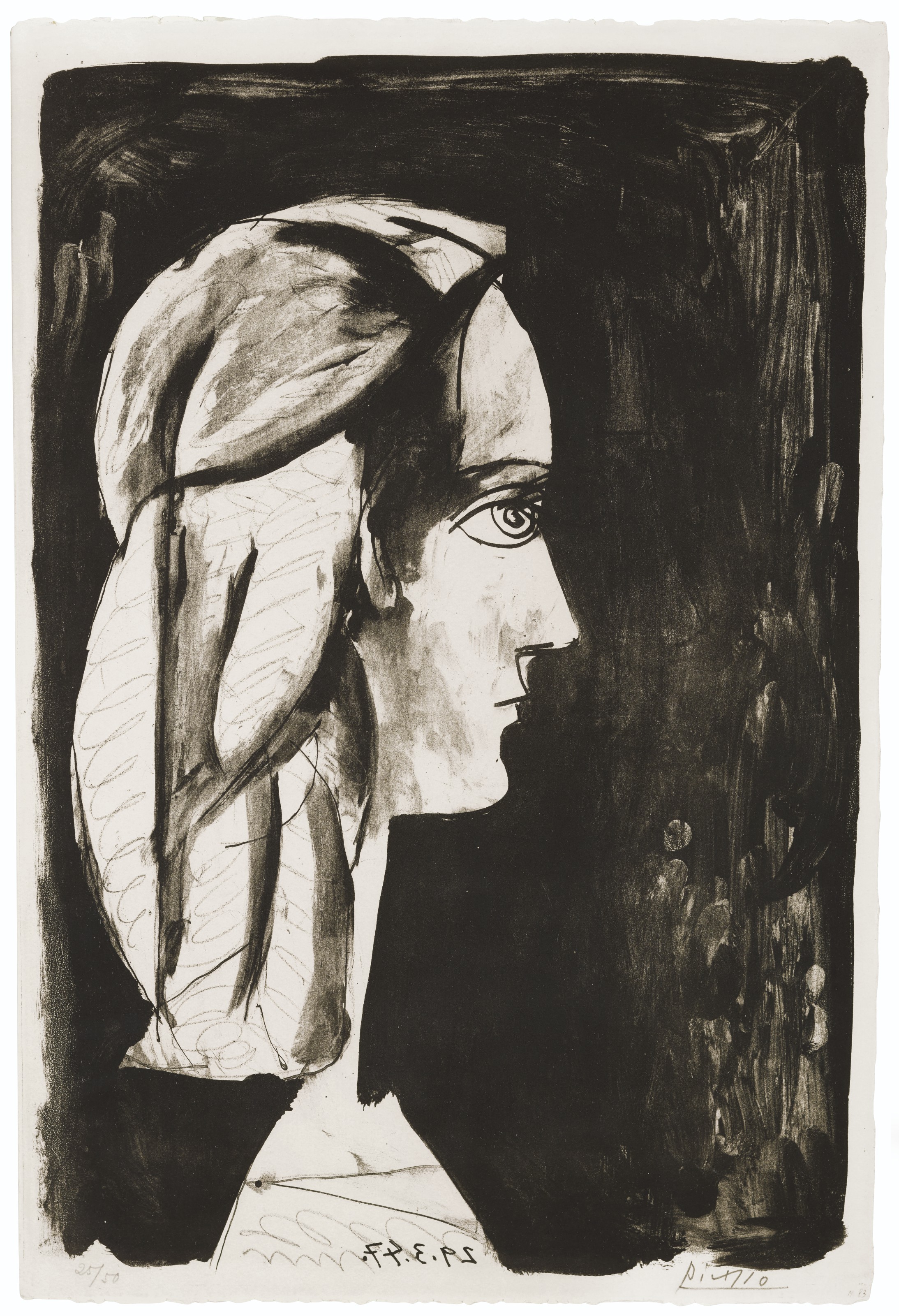 Pablo Picasso - Profil au fond noir