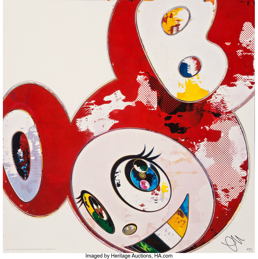 Takashi Murakami - And Then x6 (Red: The Polke Method)