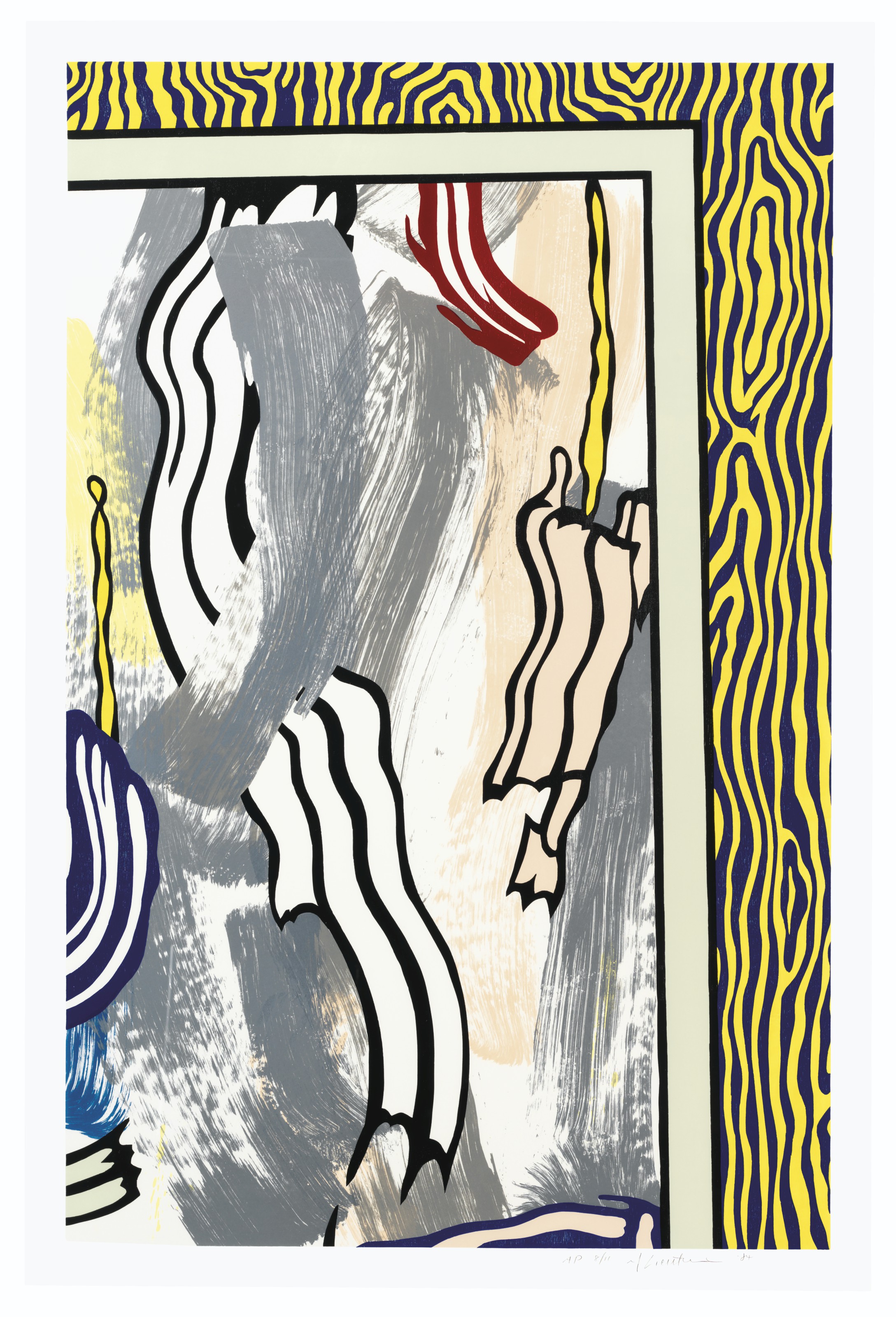 Roy Lichtenstein - Painting on Blue and Yellow Wall