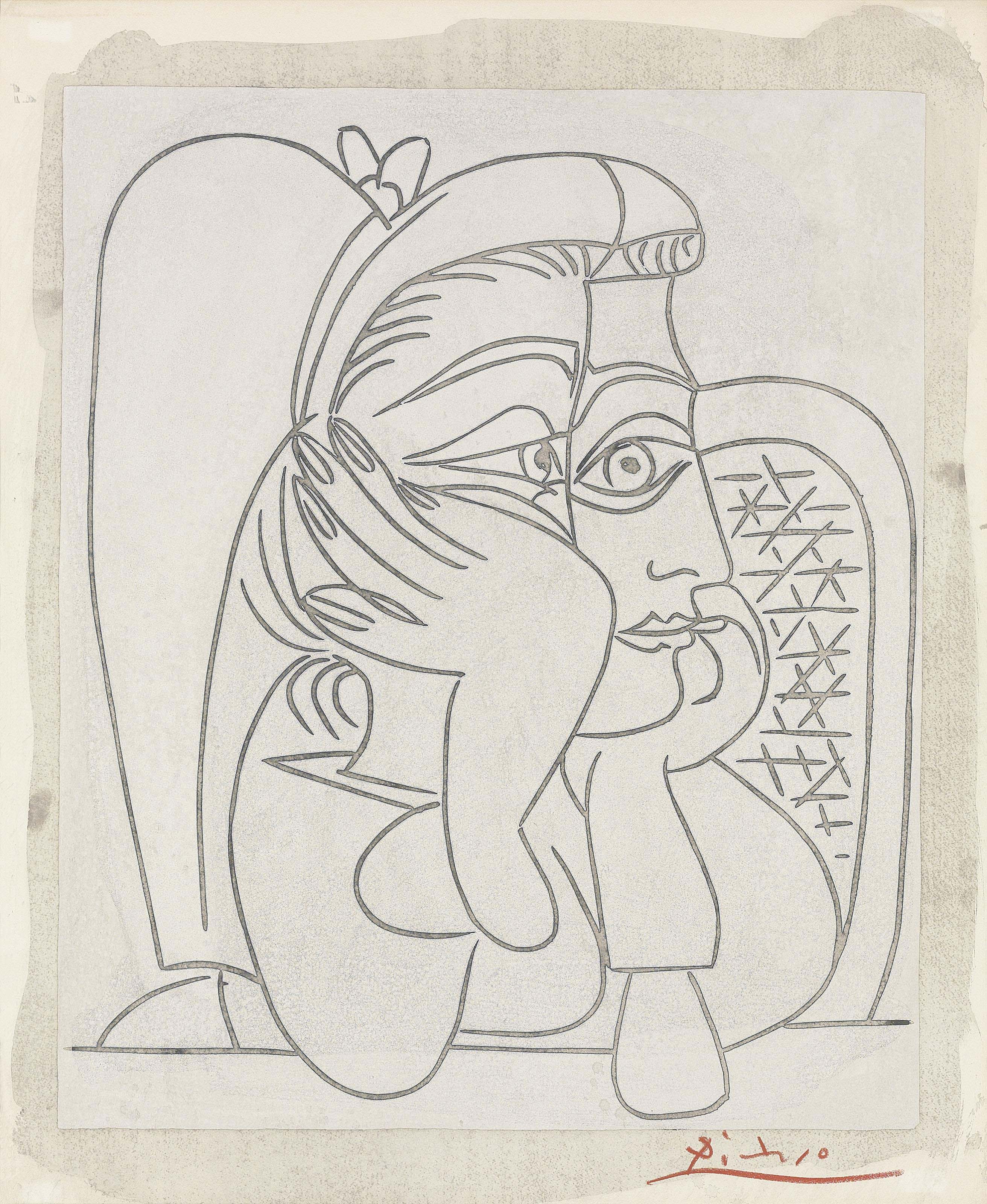 Pablo Picasso - Portrait de Jacqueline accoudée