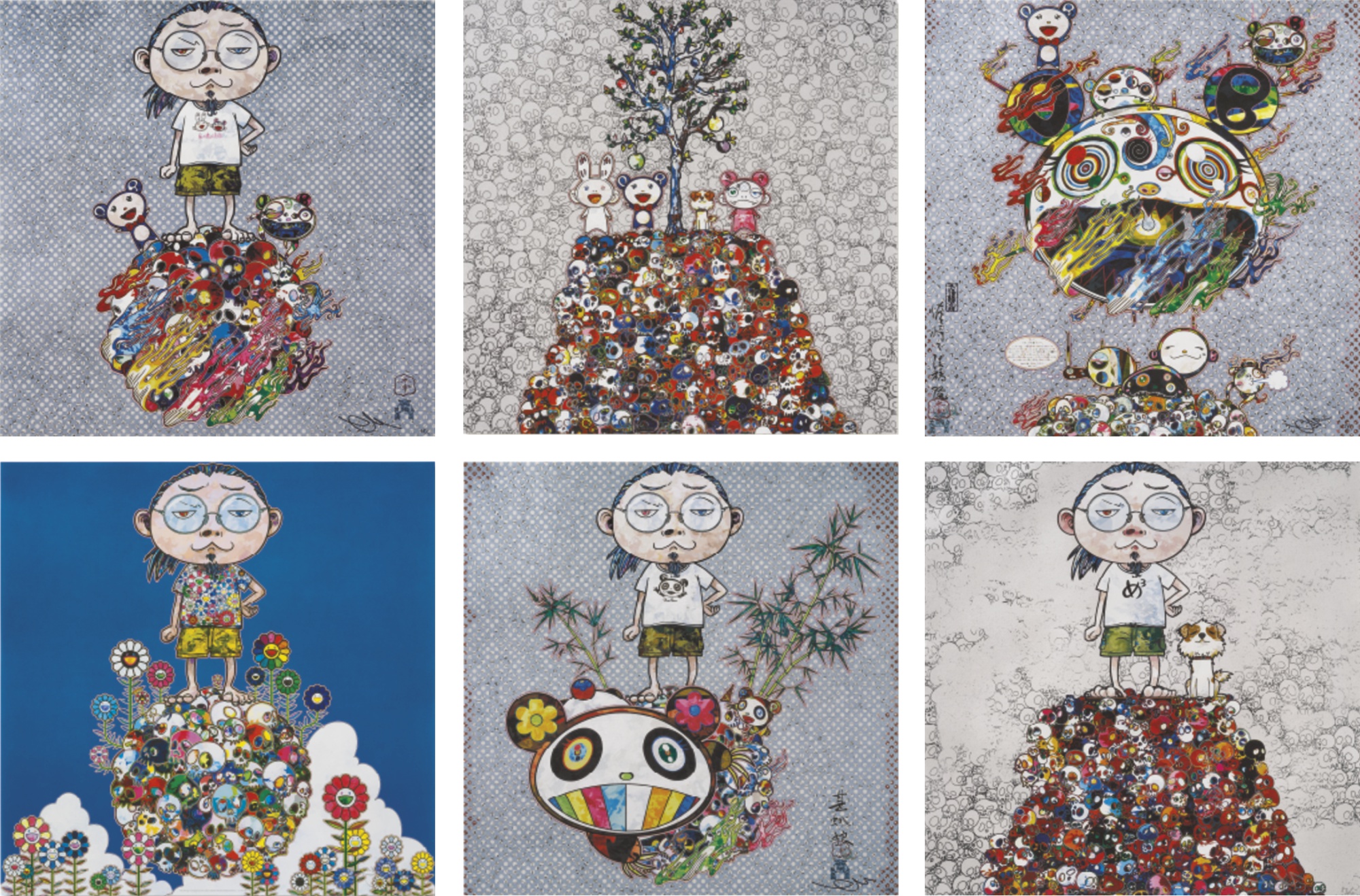 Takashi Murakami - I. ME AND THE MR. DOBS/ II. KAIKAI, KIKI, DOB AND POM ATOP THE MOUND OF THE DEAD/ III. CHAOS/ IV. ME AM...
