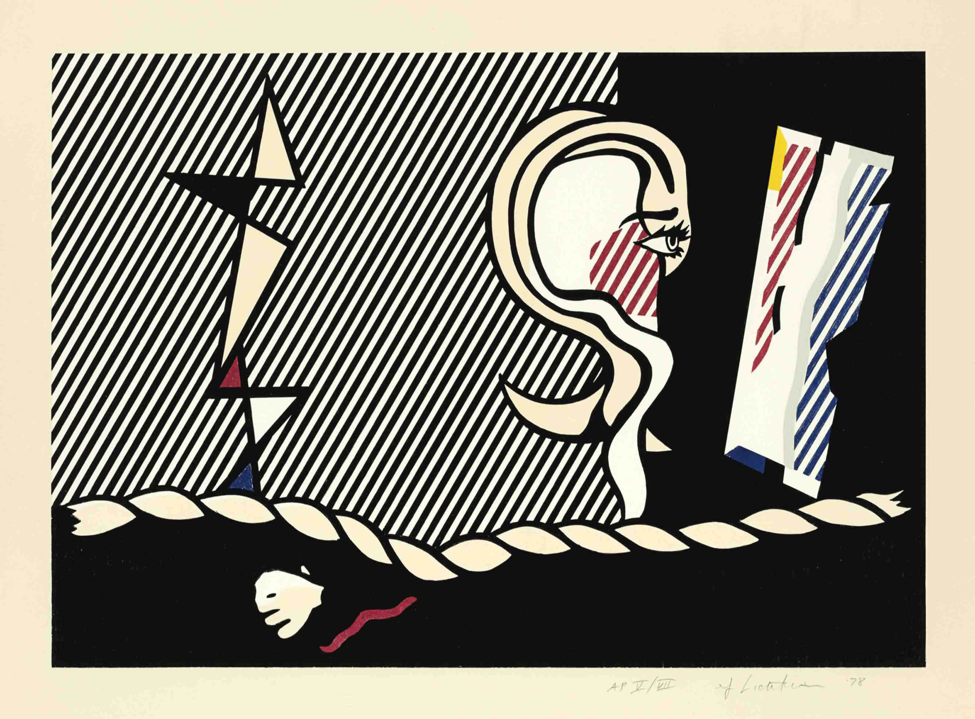 Roy Lichtenstein - Figures with Rope, from Surrealist Series