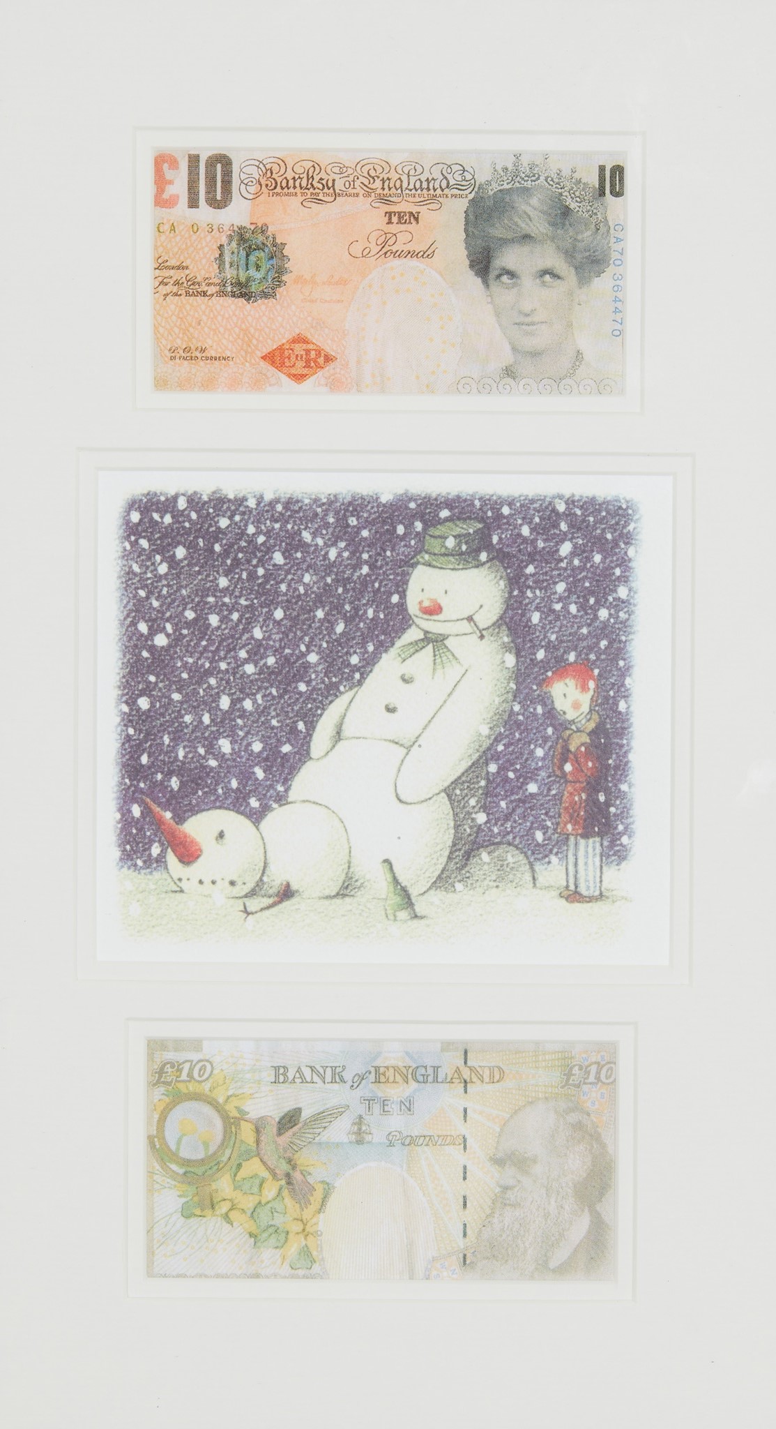 Banksy - RUDE SNOWMAN' - 2006, AND TWO 'DI-FACED TENNERS'