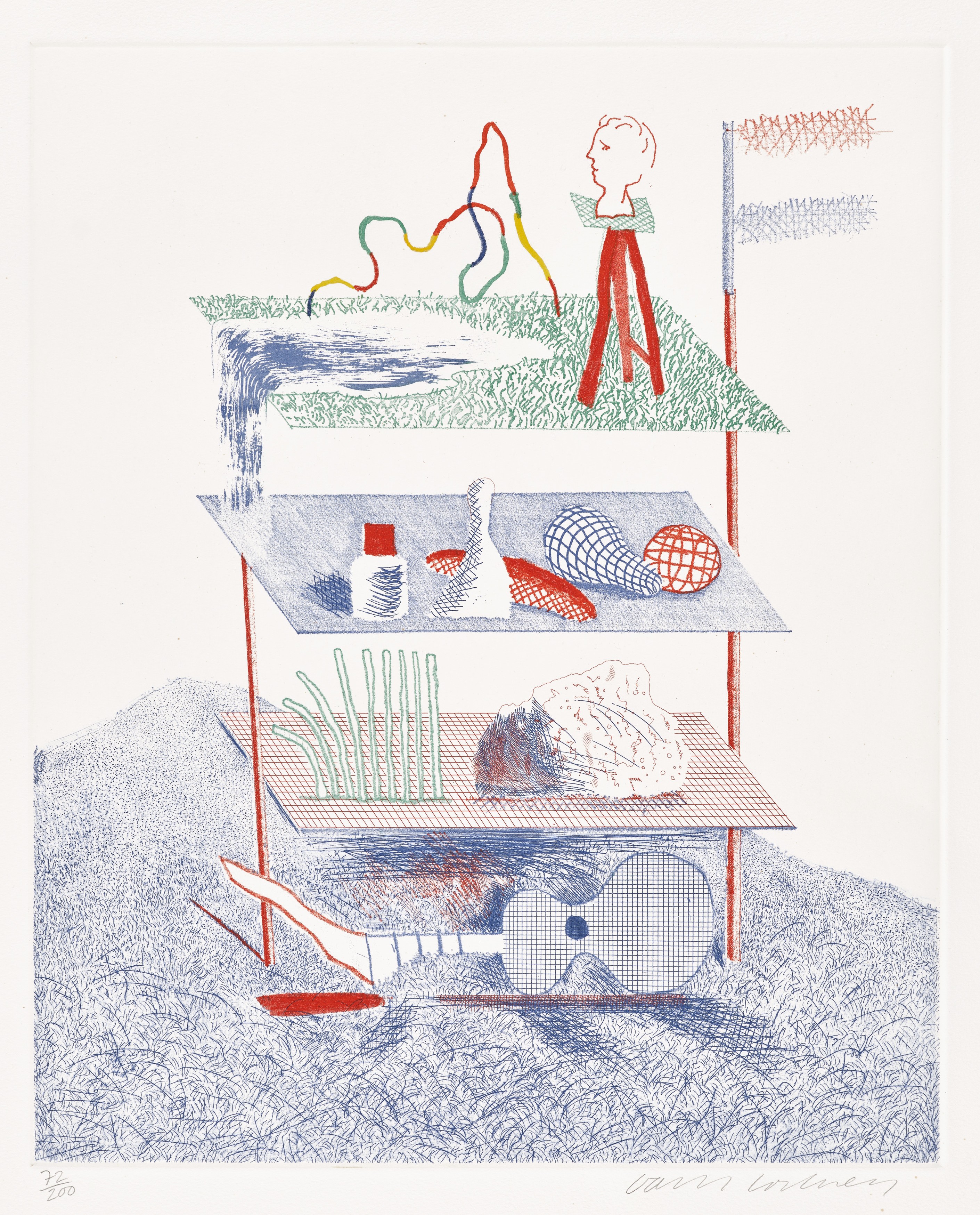 David Hockney - Serenade, plate 19 from The Blue Guitar (S.A.C. 217, M.C.A.T. 196)