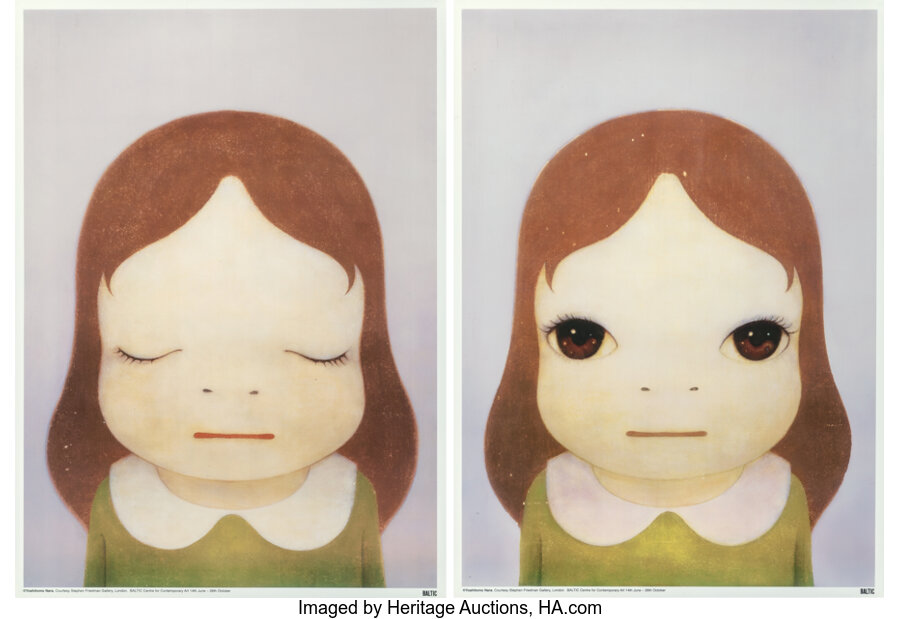 Yoshitomo Nara - Cosmic Girl (Eyes Open, Eyes Shut), two works