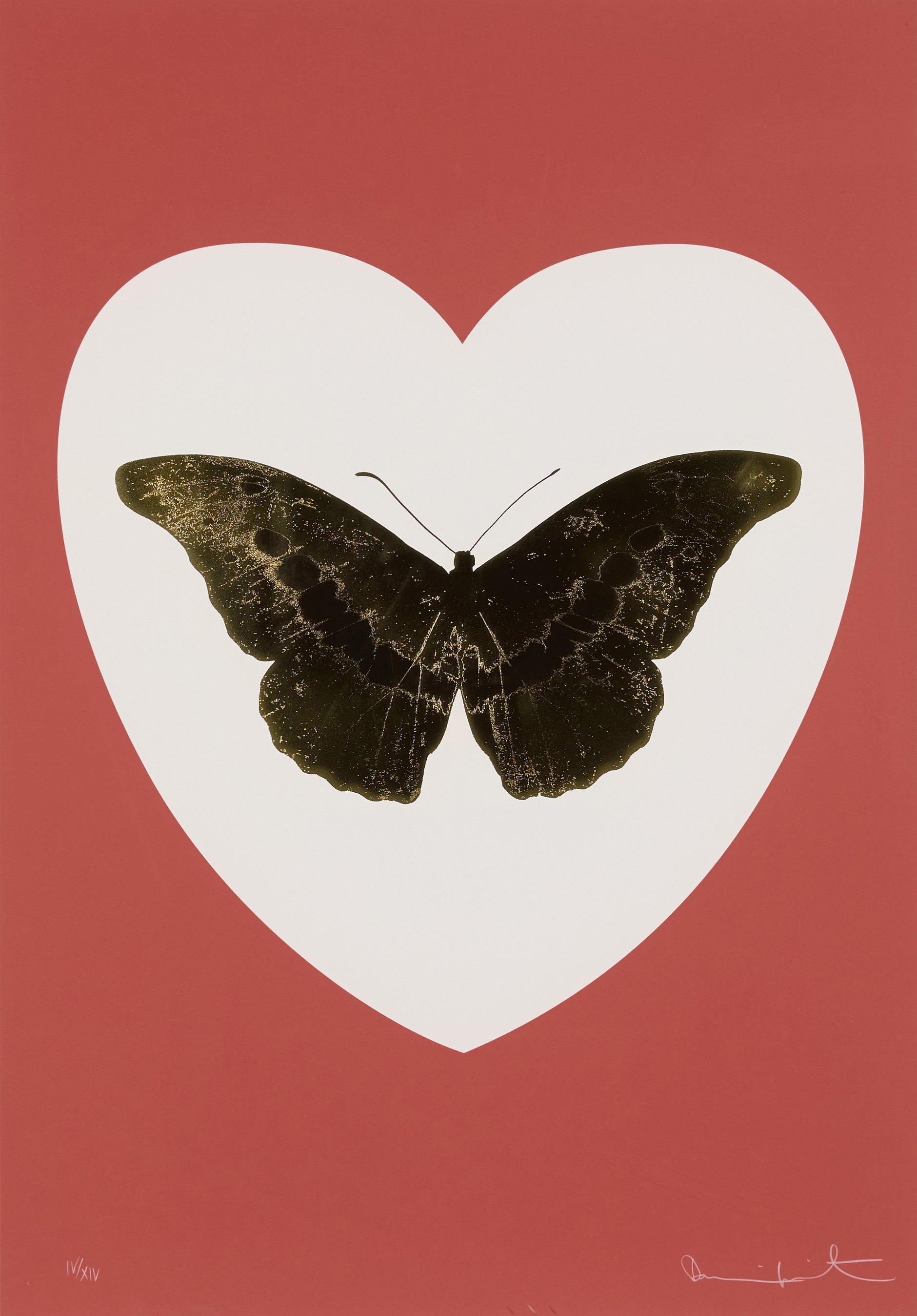 Damien Hirst - I Love You (Coral/Gold)