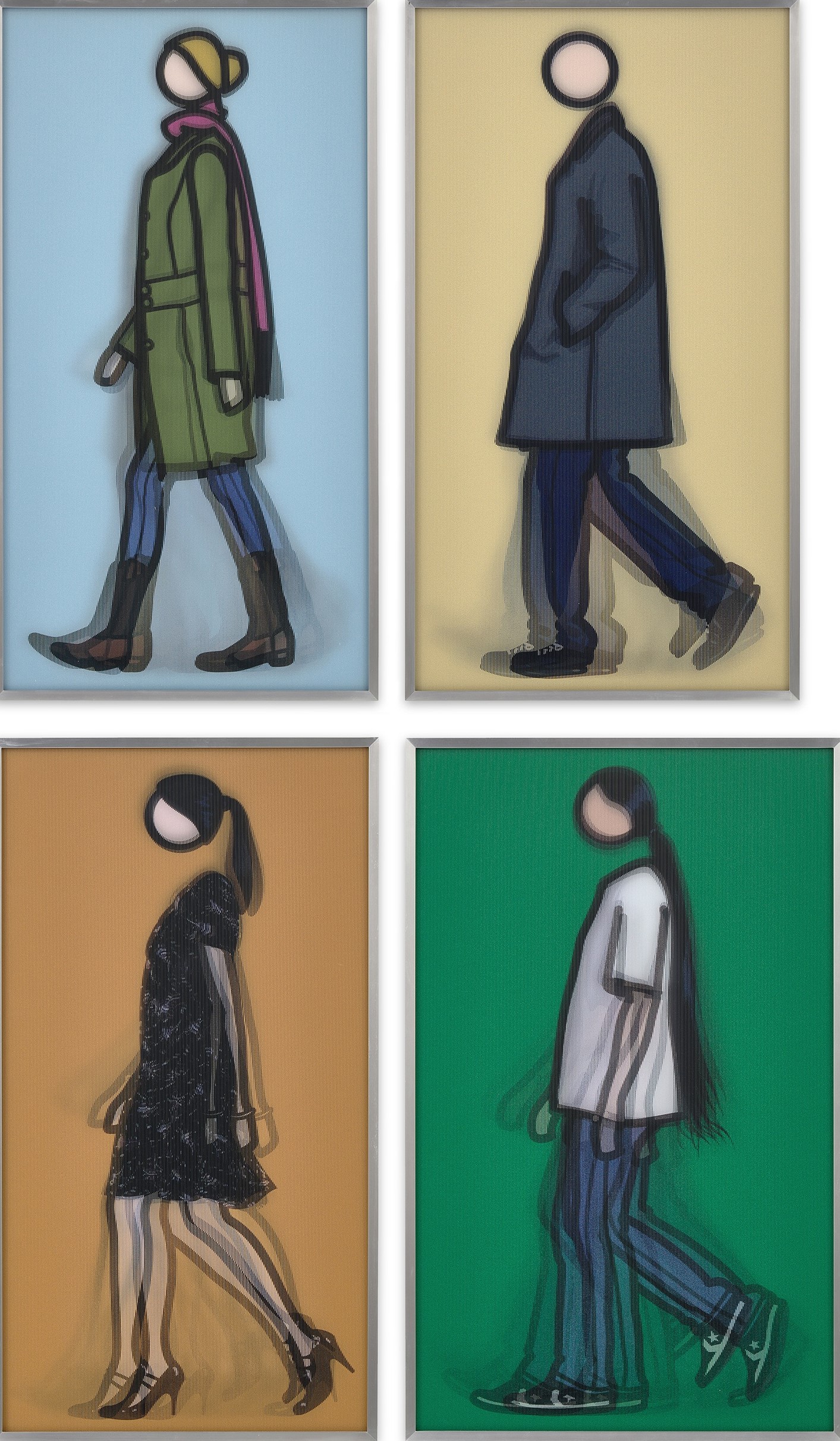 Julian Opie - Sian Walking; Jeremy Walking in Coat; Verity Walking; and Kris Walking (C. 147-150)