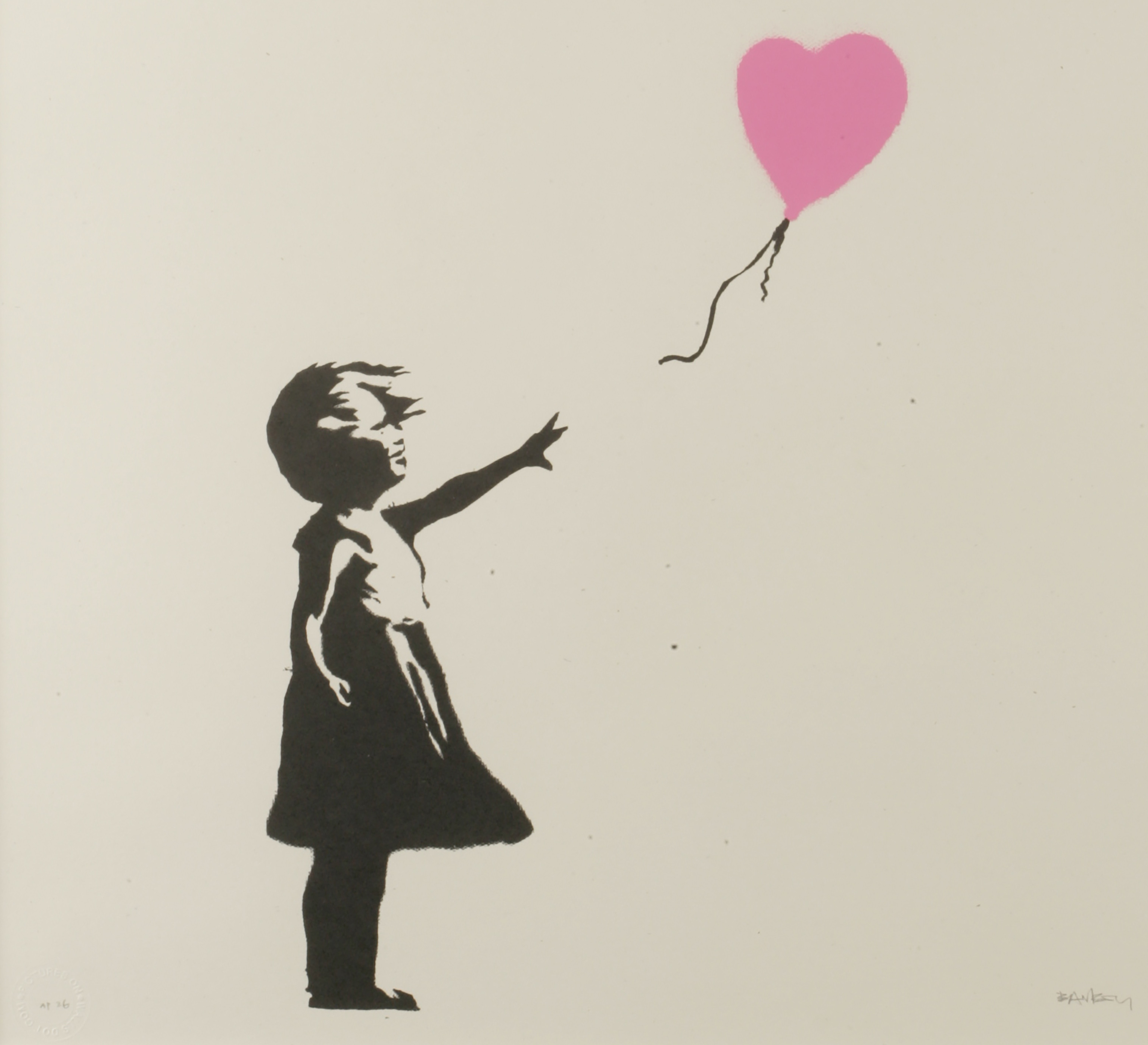 Banksy - Girl With Balloon - Colour AP (Dark Pink)
