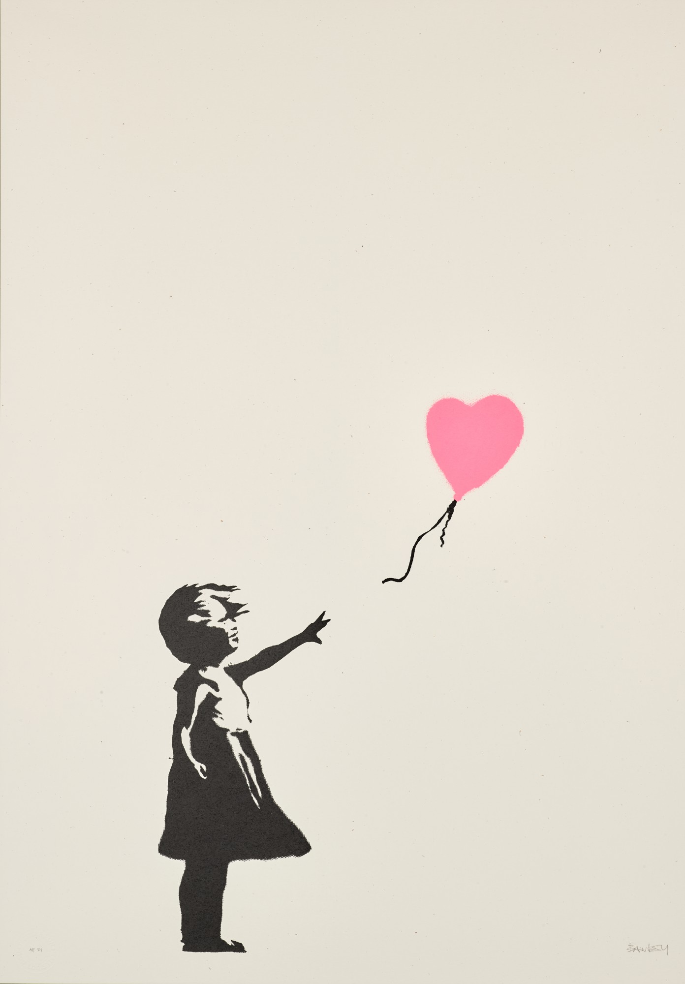 Banksy - GIRL WITH BALLOON - COLOUR AP (DARK PINK)