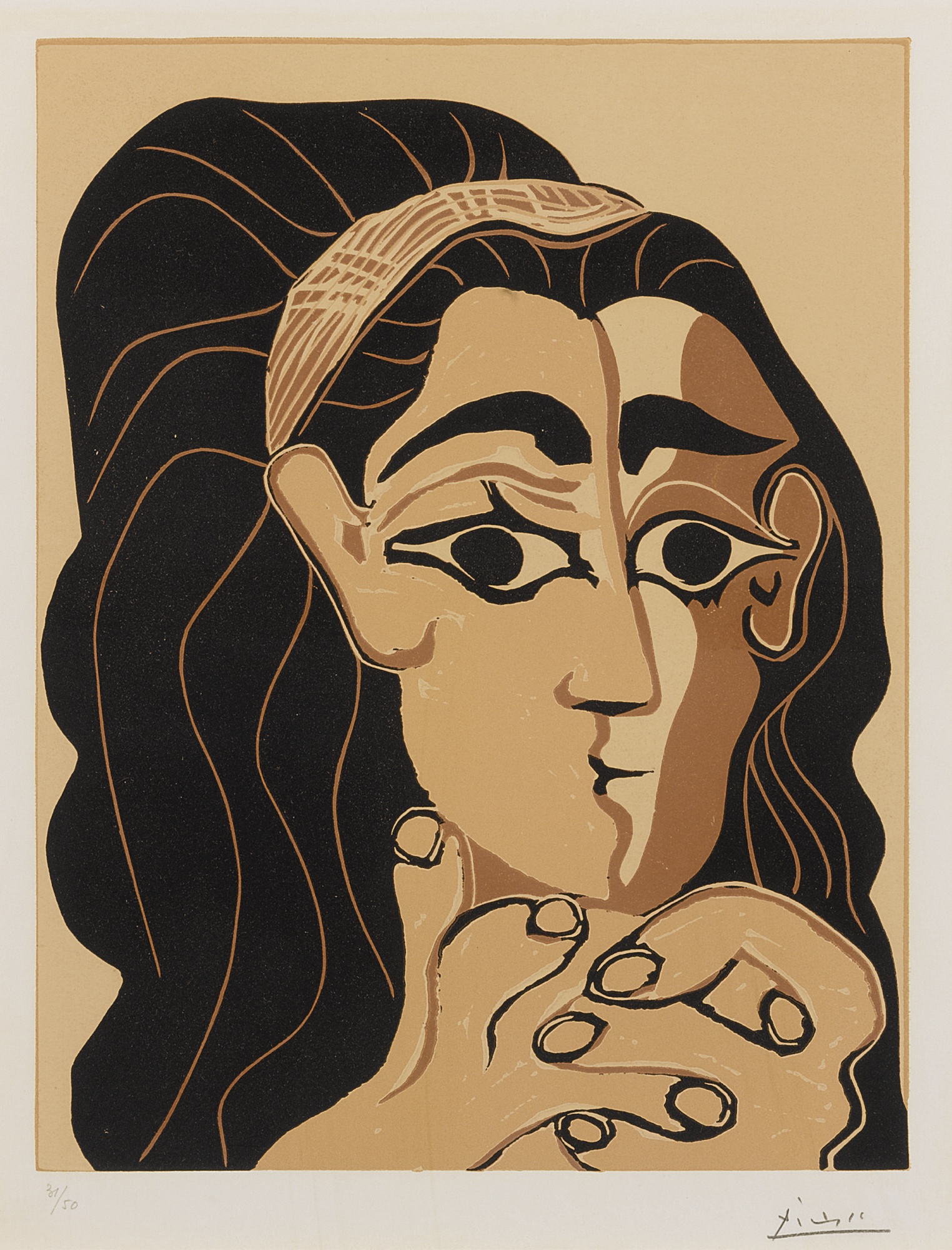 Pablo Picasso - Portrait de Jacqueline au bandeau, accoudée (Femme au Bandeau)