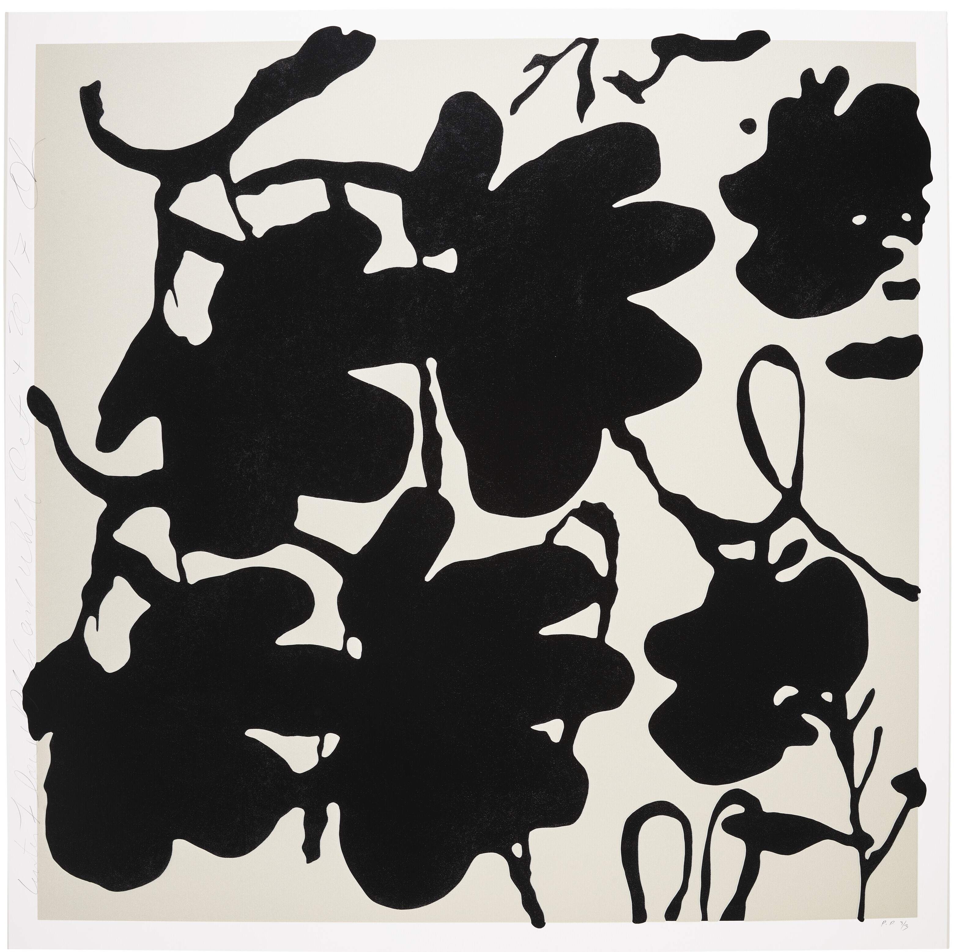 Donald Sultan - Lantern Flowers, Black and White, Oct 4, 2017, from Big Lantern Flowers