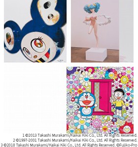 Takashi Murakami - 1. And Then 3000 Blue; 2. Hiropon; 3. Anywhere Door (Dokodemo Door) in the Field of Flowers
