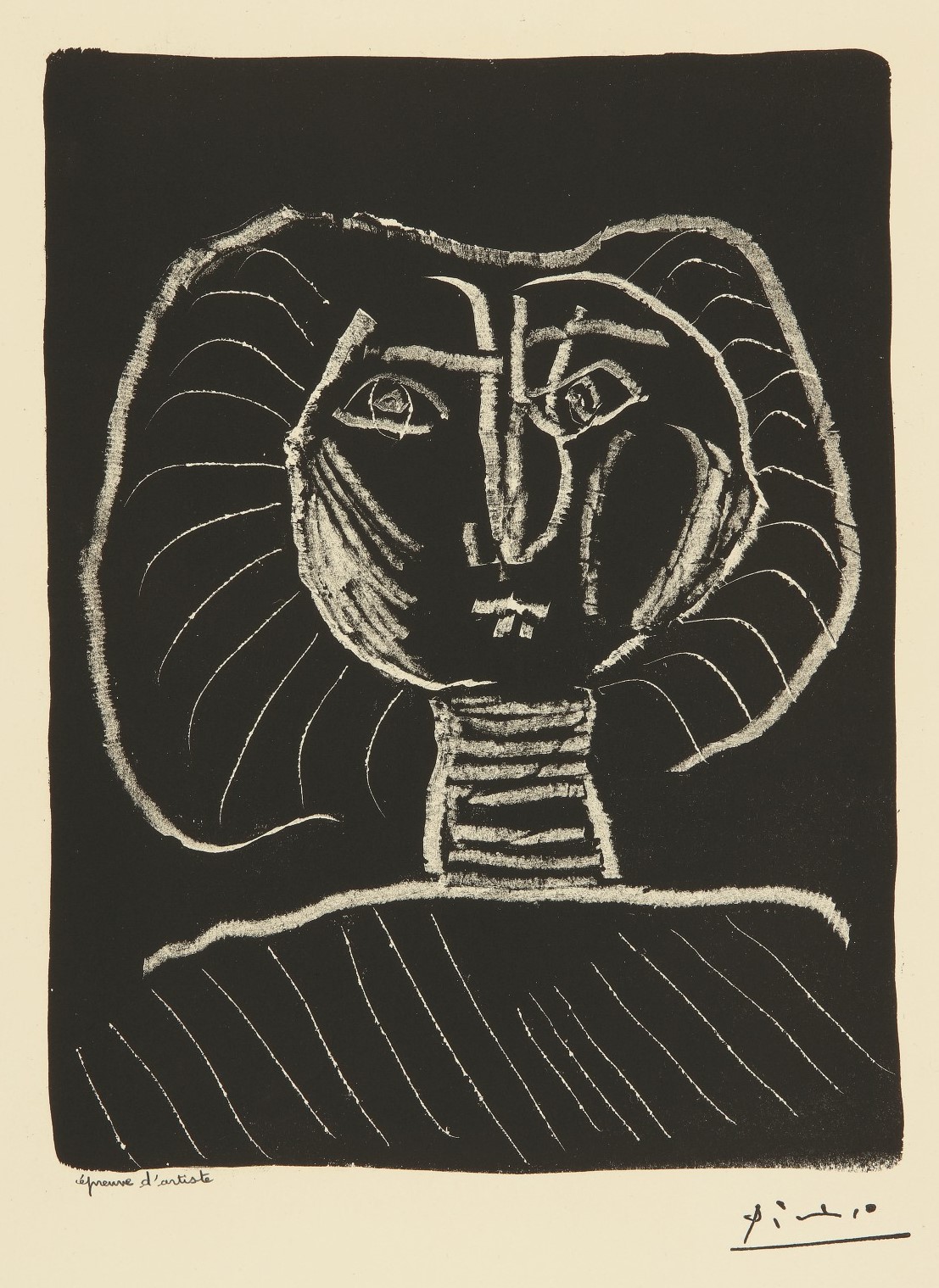 Pablo Picasso - TÊTE DE FEMME FOND NOIR (B. 376; M. 2)