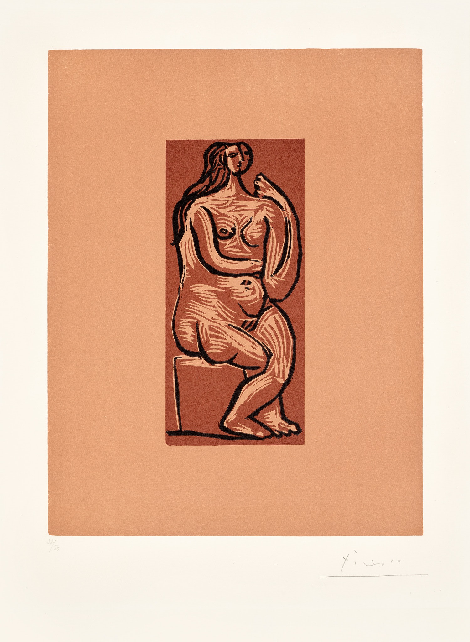 Pablo Picasso - Nu assis (Seated Nude) (Bl. 1086, Ba. 1330)