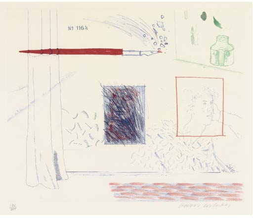David Hockney - Etching is the subject, from The Blue Guitar